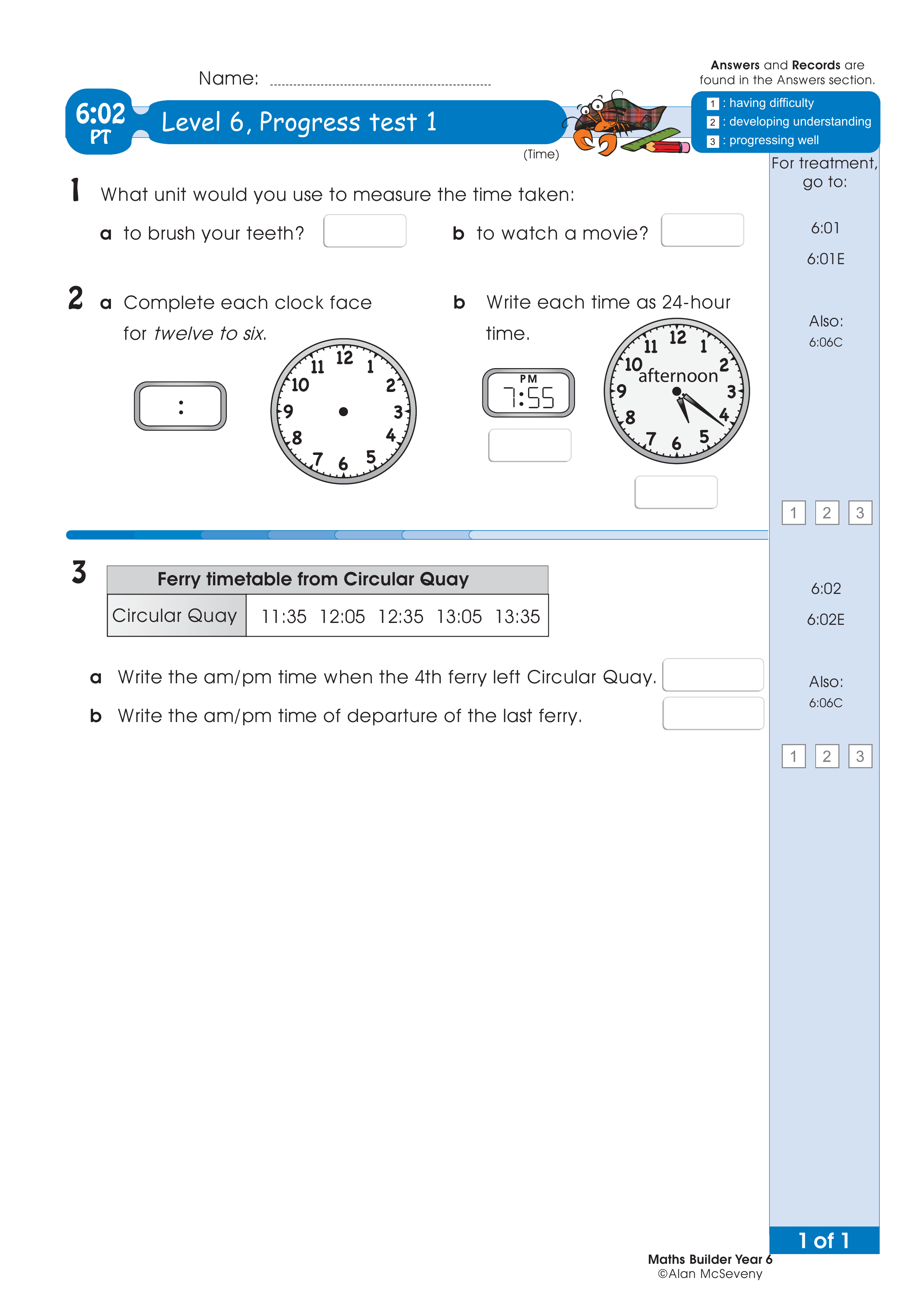 Progress test — worksheet preview