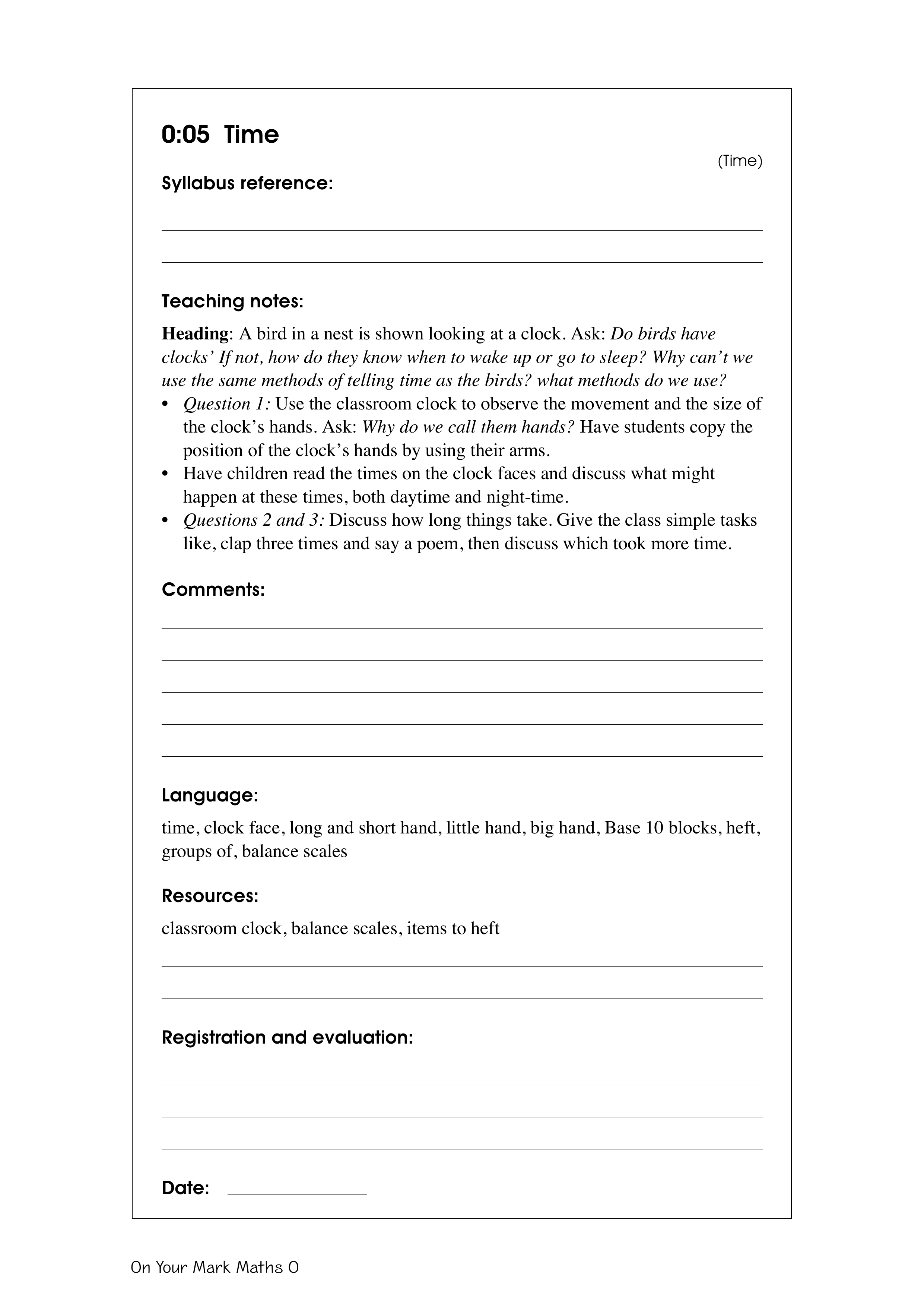 Time — worksheet preview