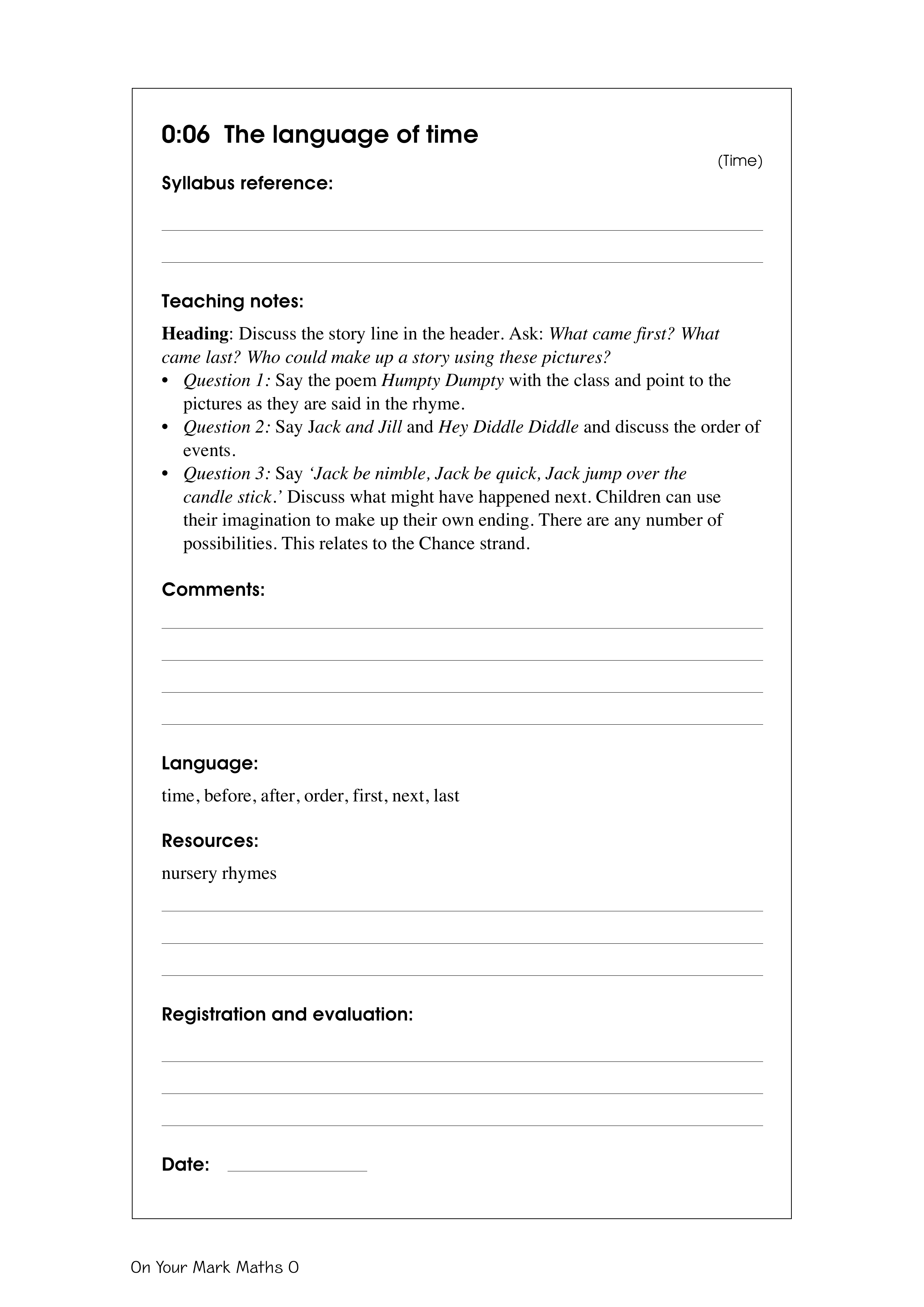 The language of time — worksheet preview