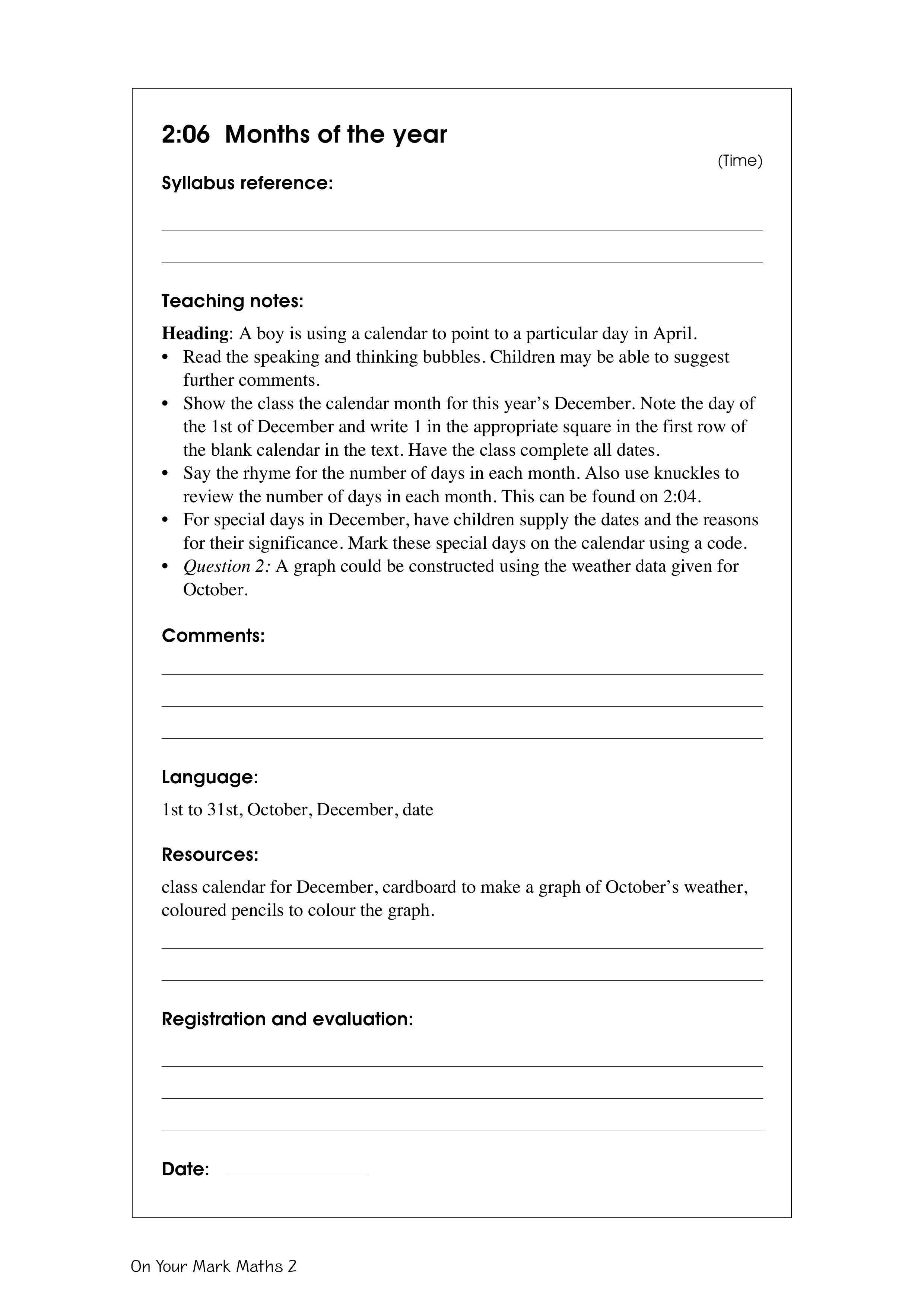 Months of the year — worksheet preview