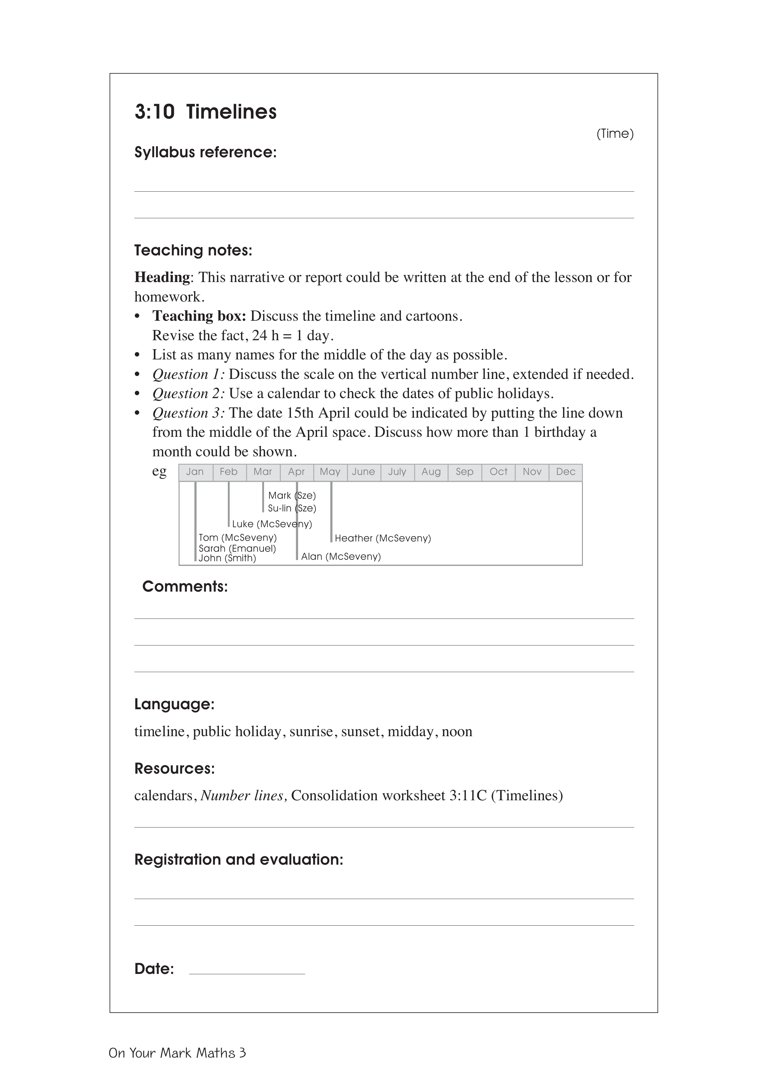 Timelines — worksheet preview