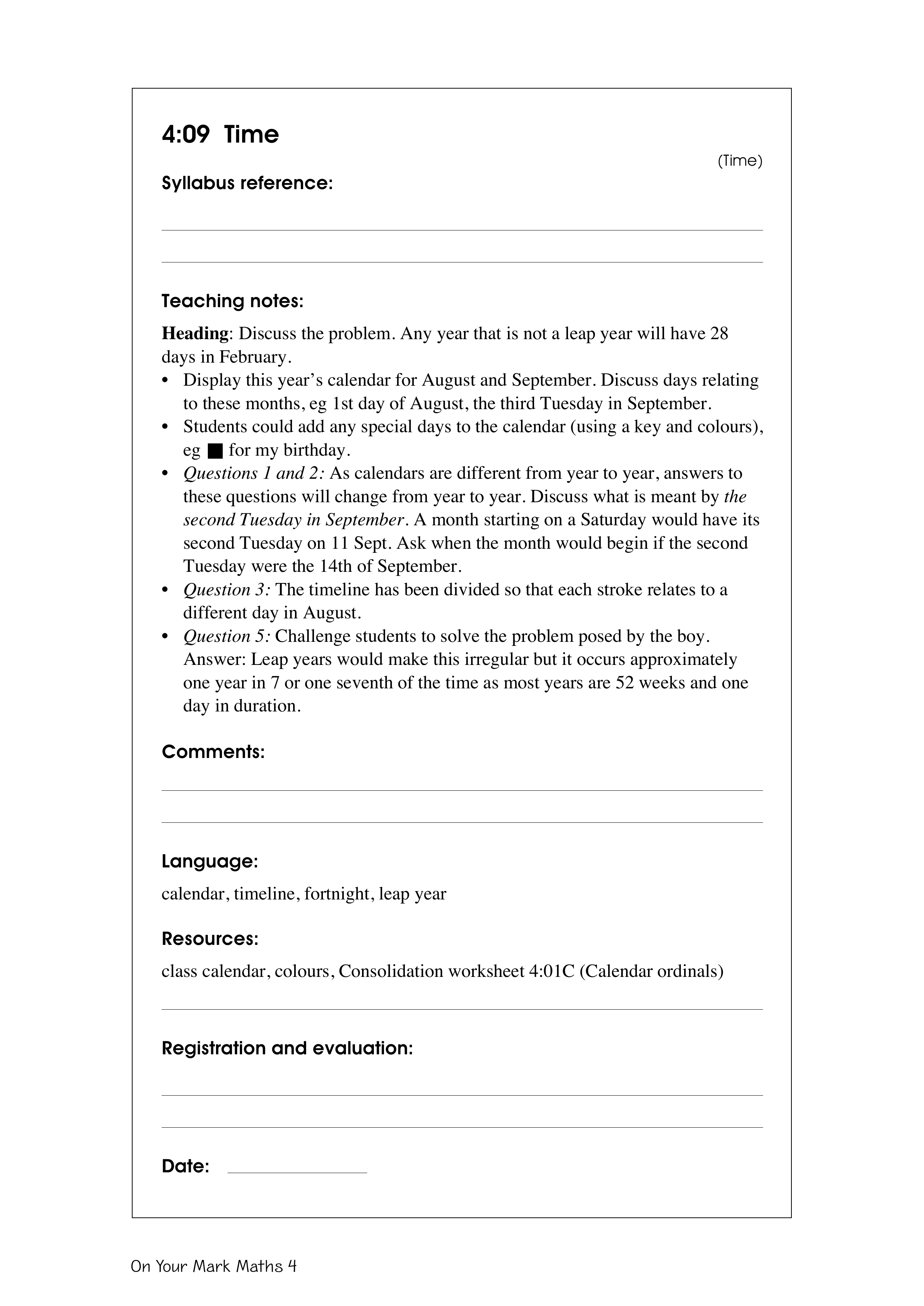 Time — worksheet preview