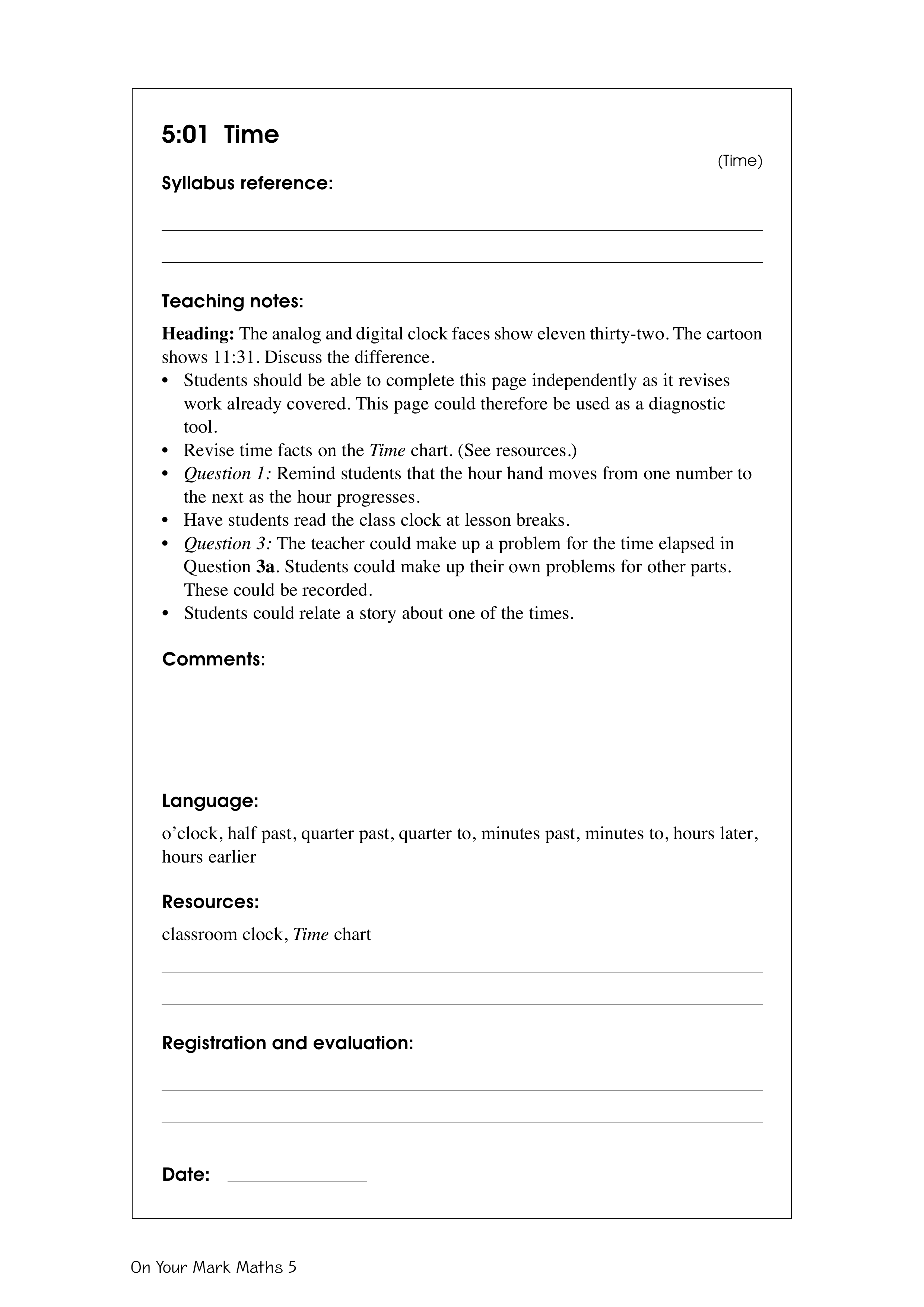 Time — worksheet preview