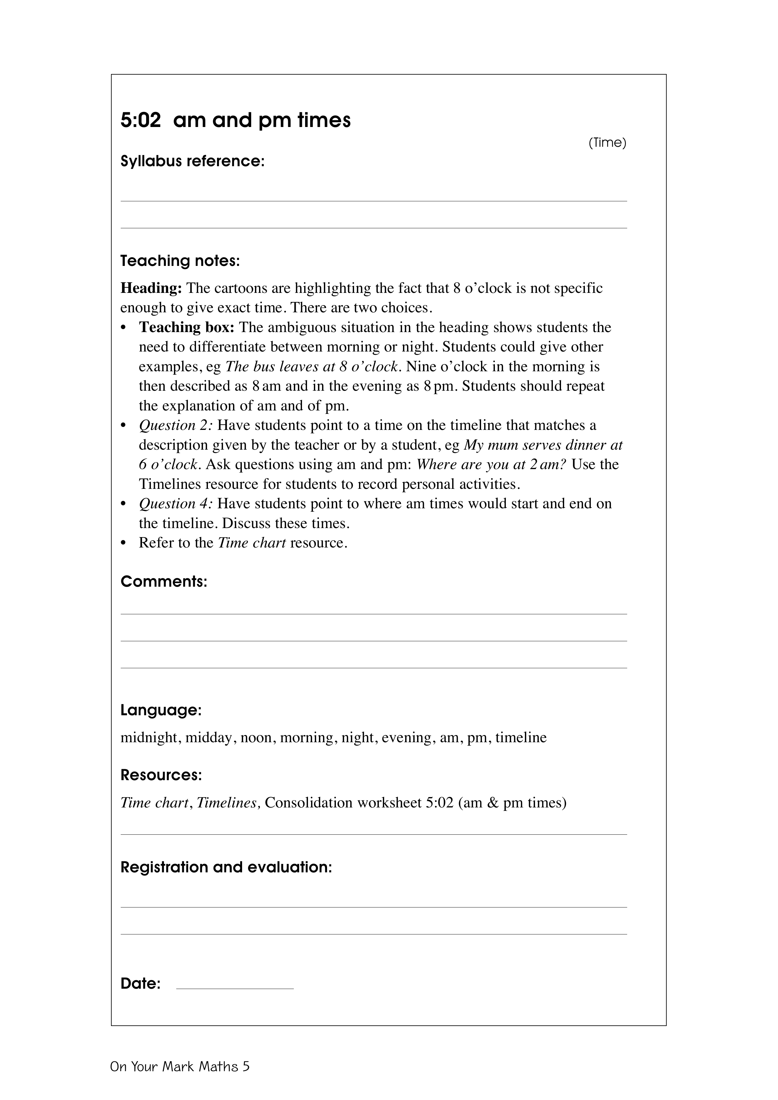 am and pm times — worksheet preview