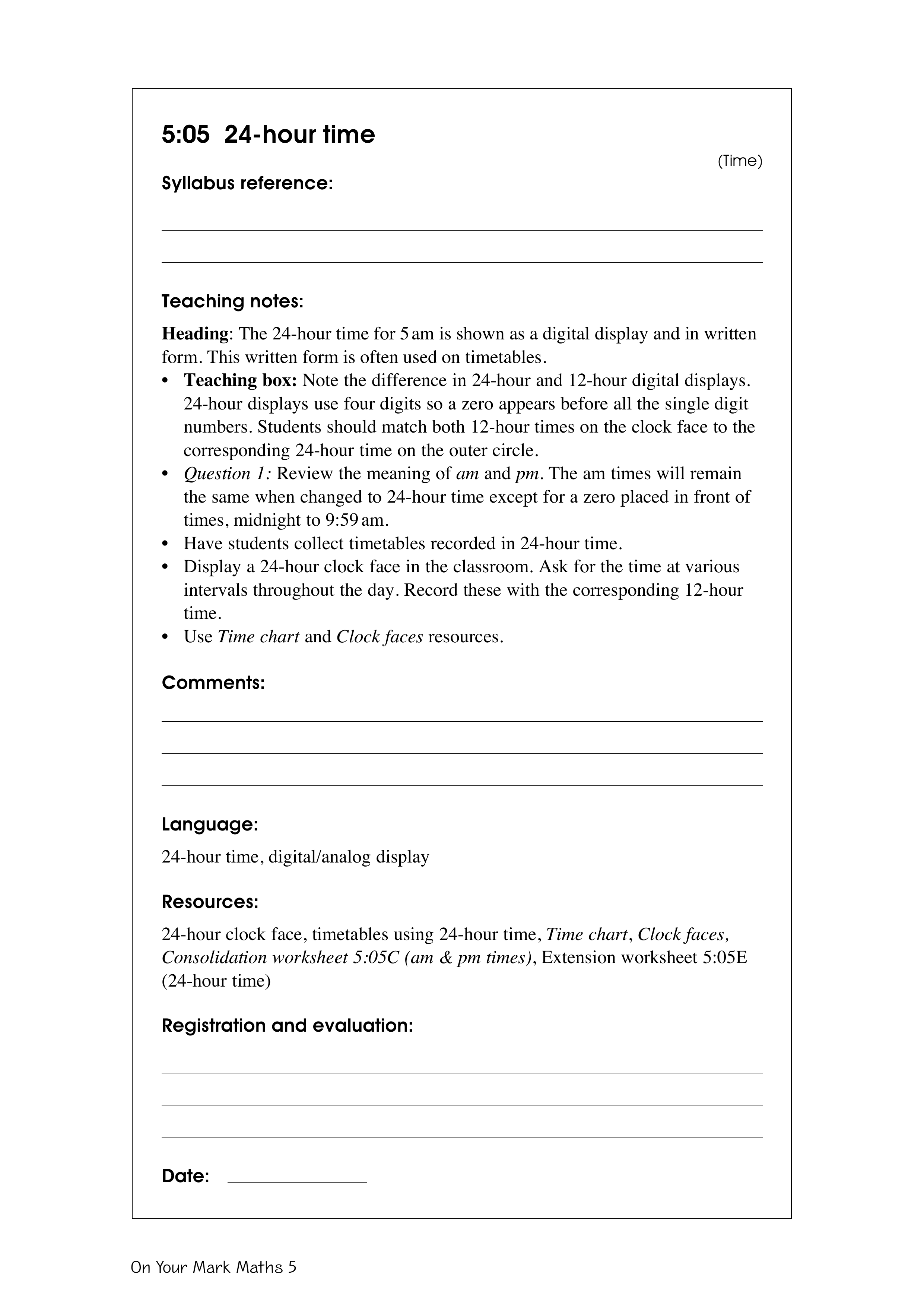 24-hour time — worksheet preview
