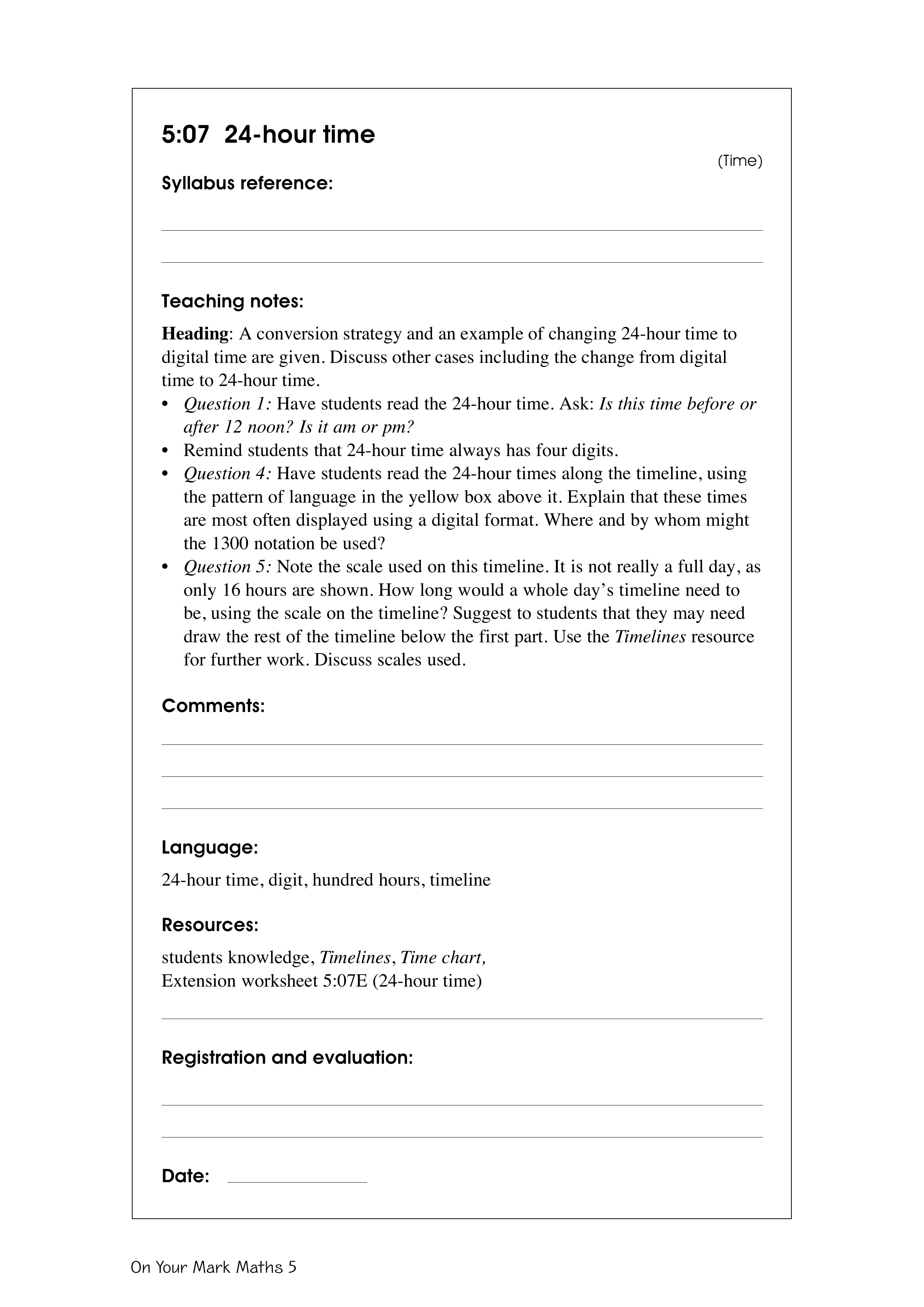 24-hour time — worksheet preview