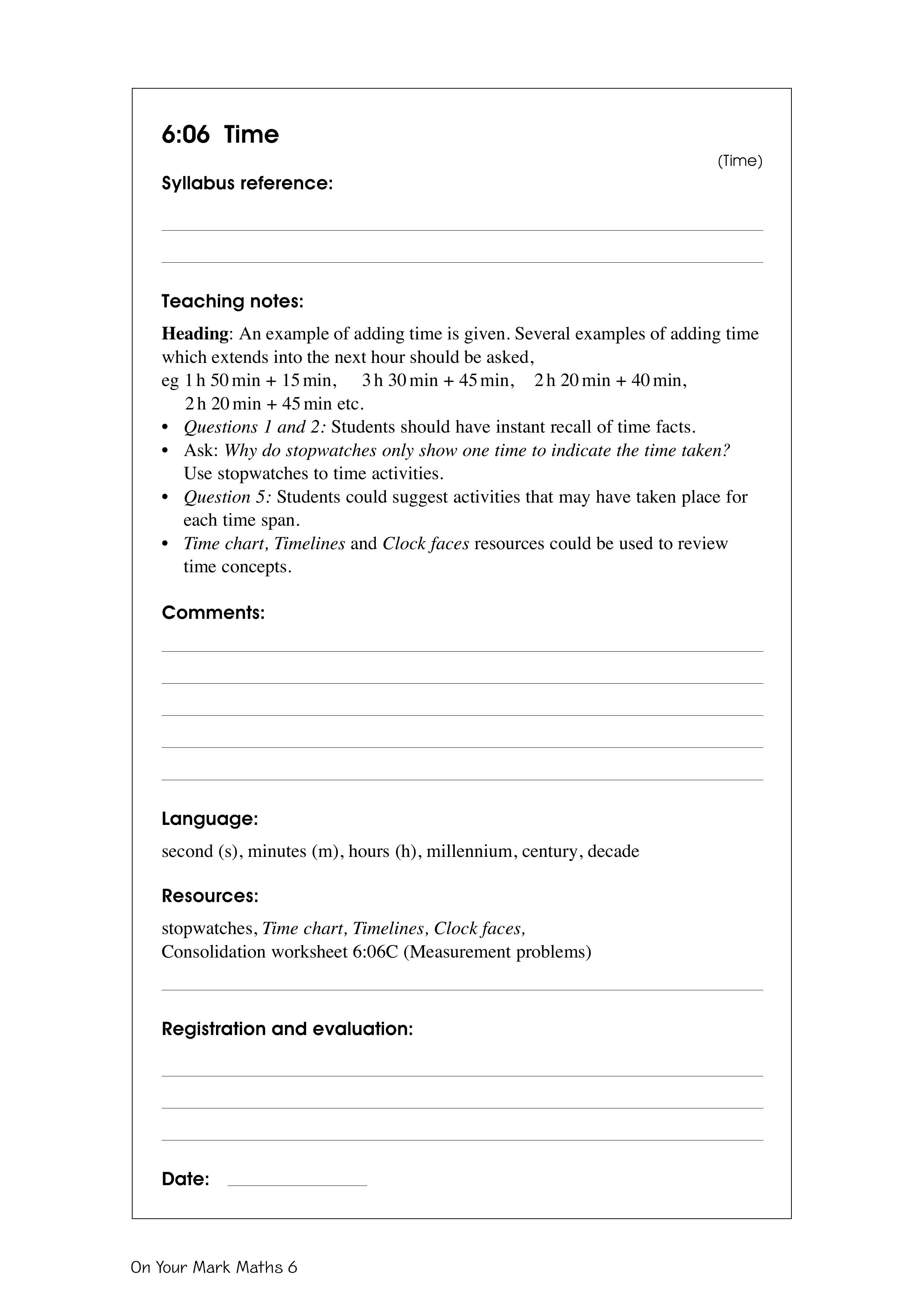 Time — worksheet preview