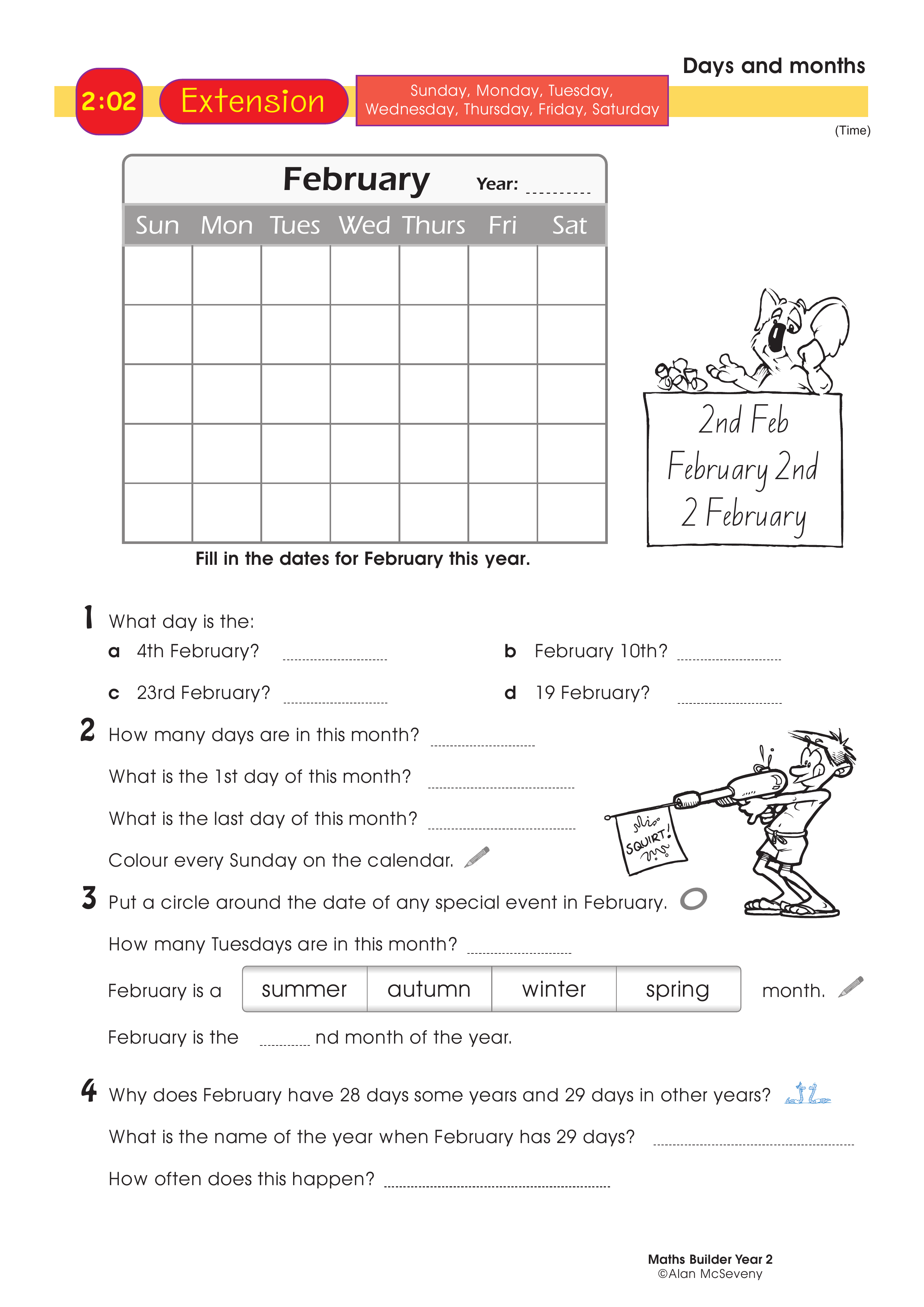Days and months — worksheet preview