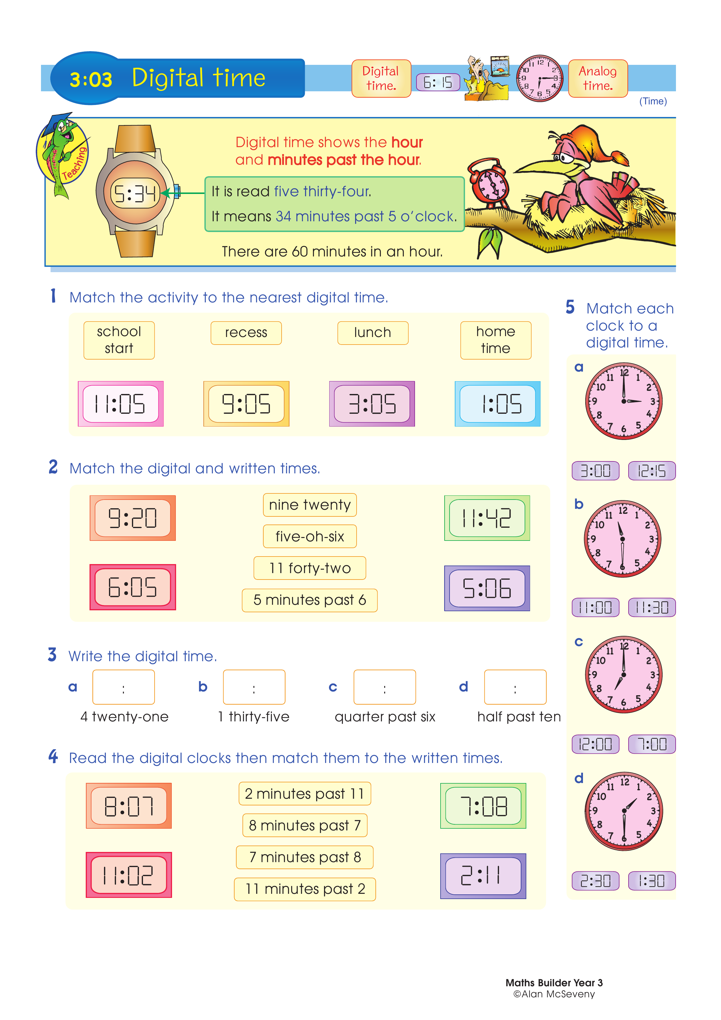 Digital time — worksheet preview