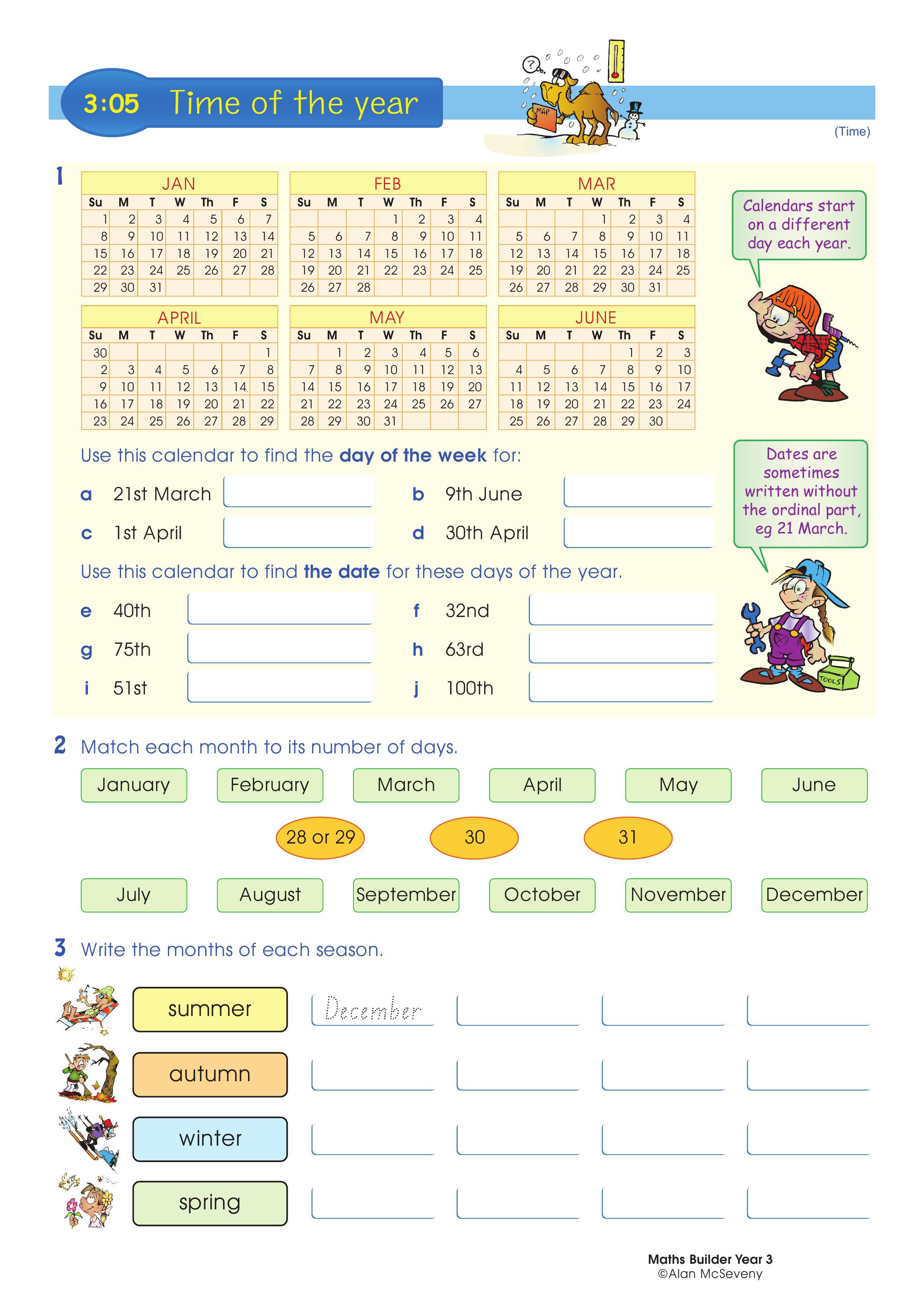 Time of the year — worksheet preview