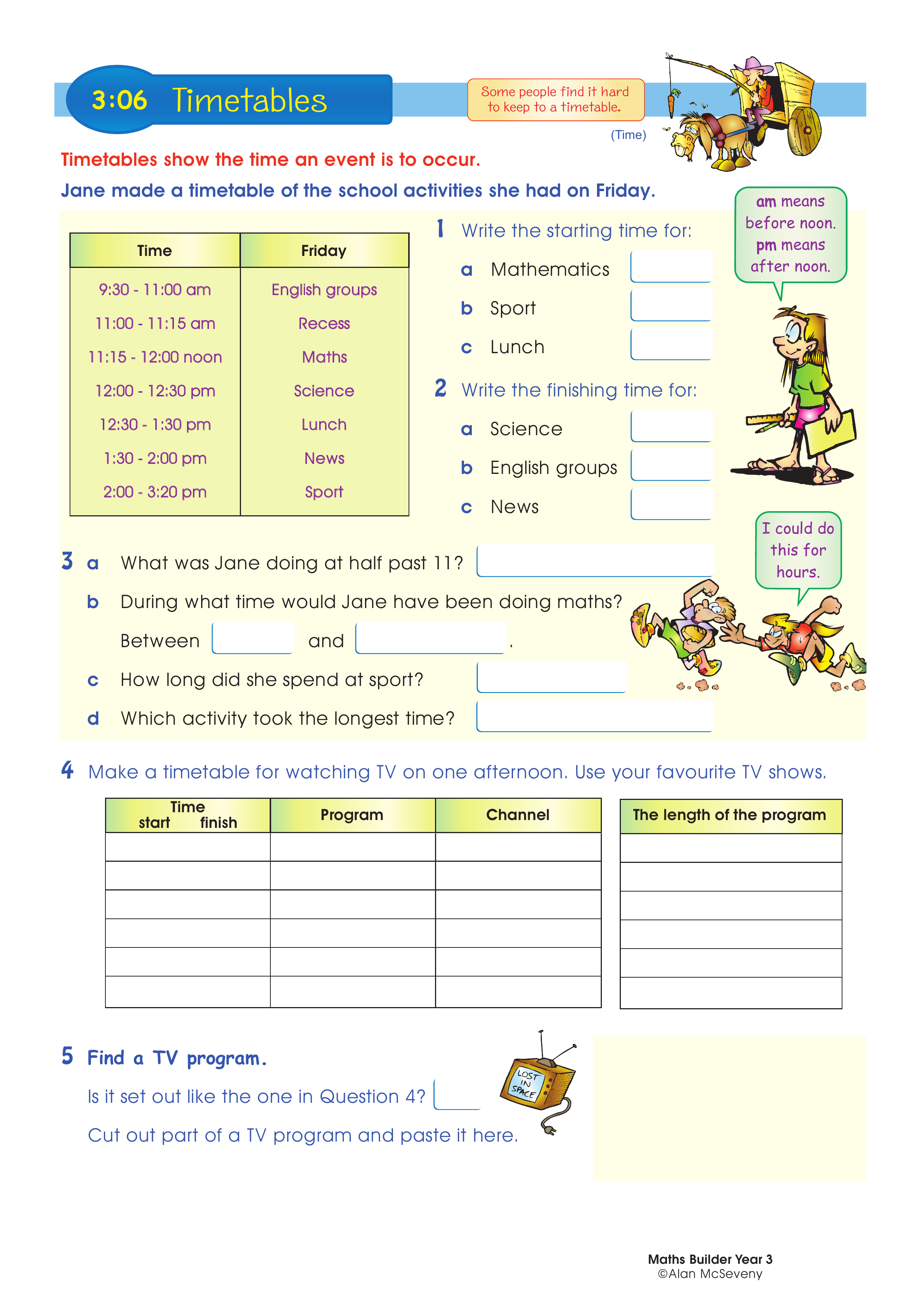 Timetables — worksheet preview