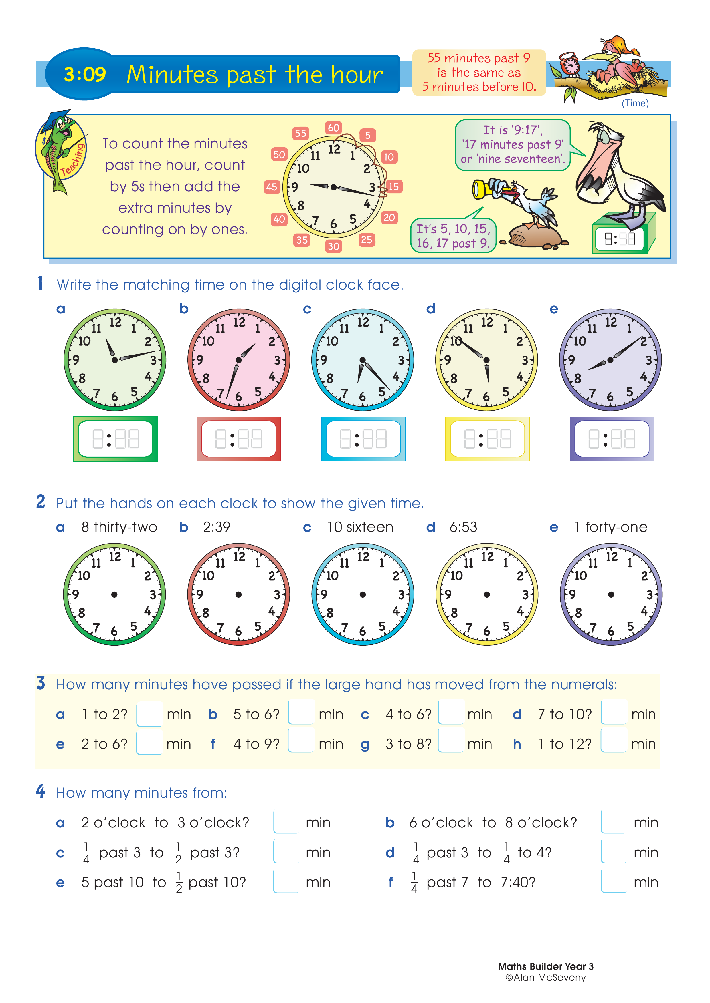 Minutes past the hour — worksheet preview