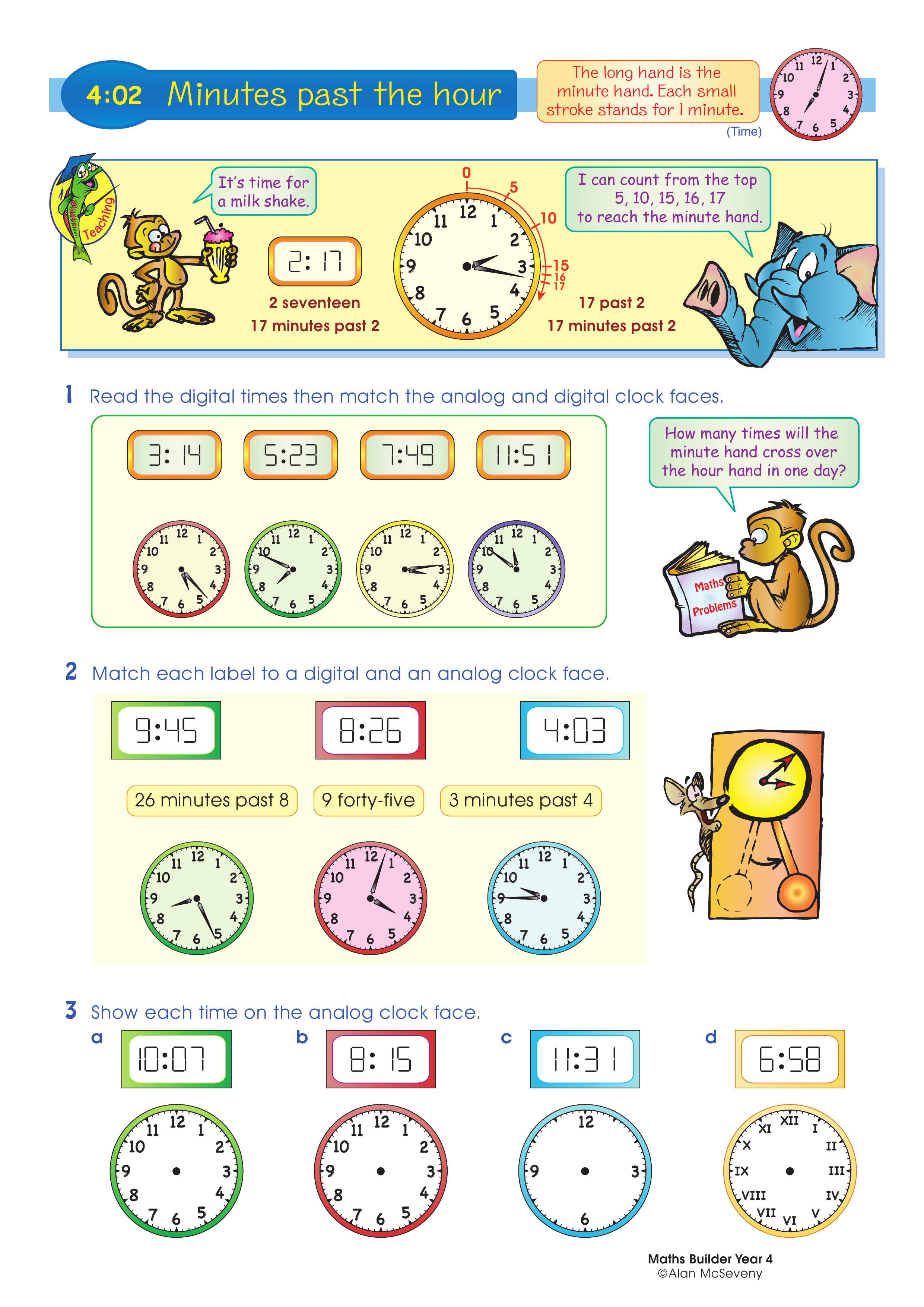 Minutes past the hour — worksheet preview