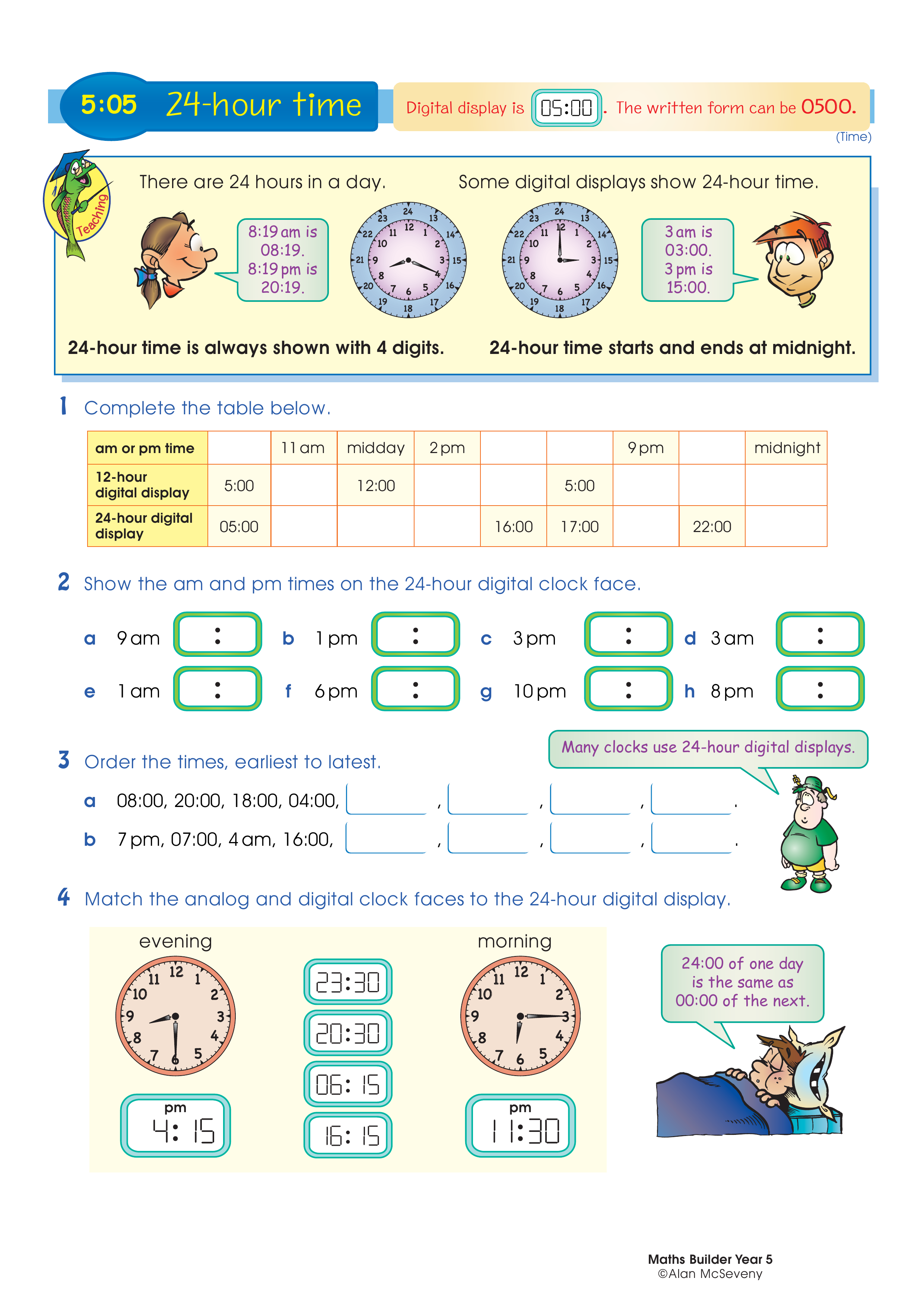 24-hour time — worksheet preview