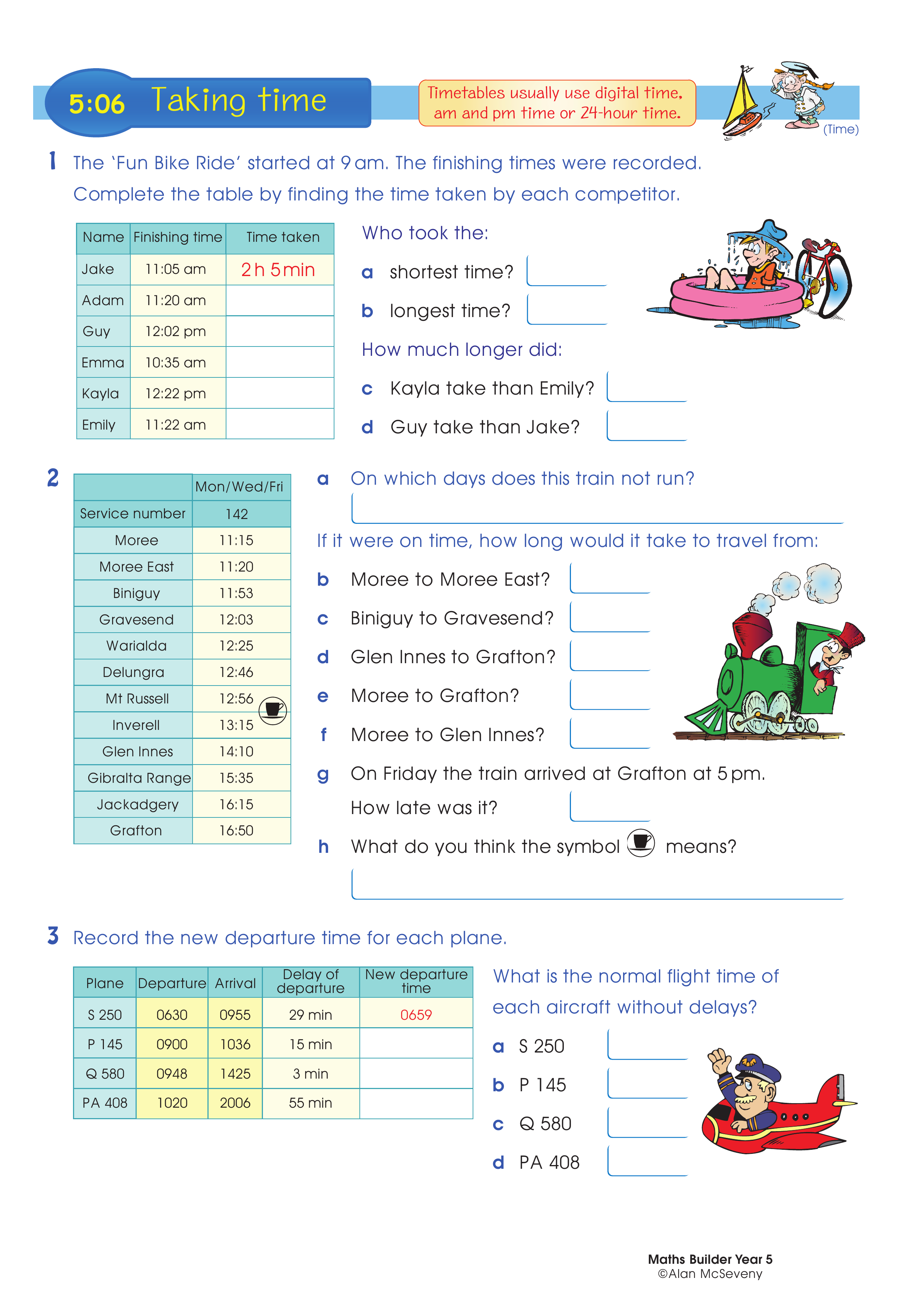 Taking time — worksheet preview