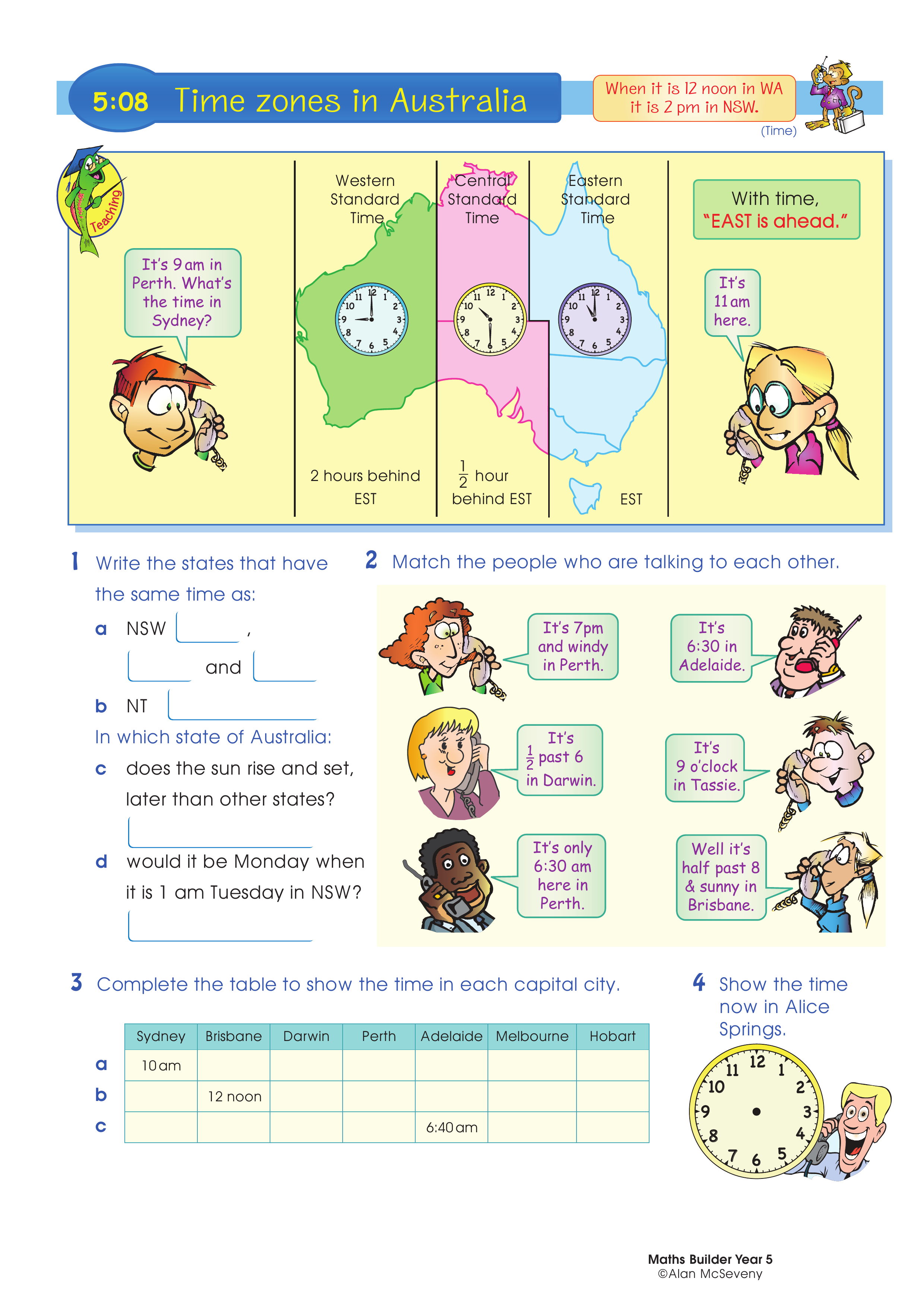Time zones in Australia — worksheet preview