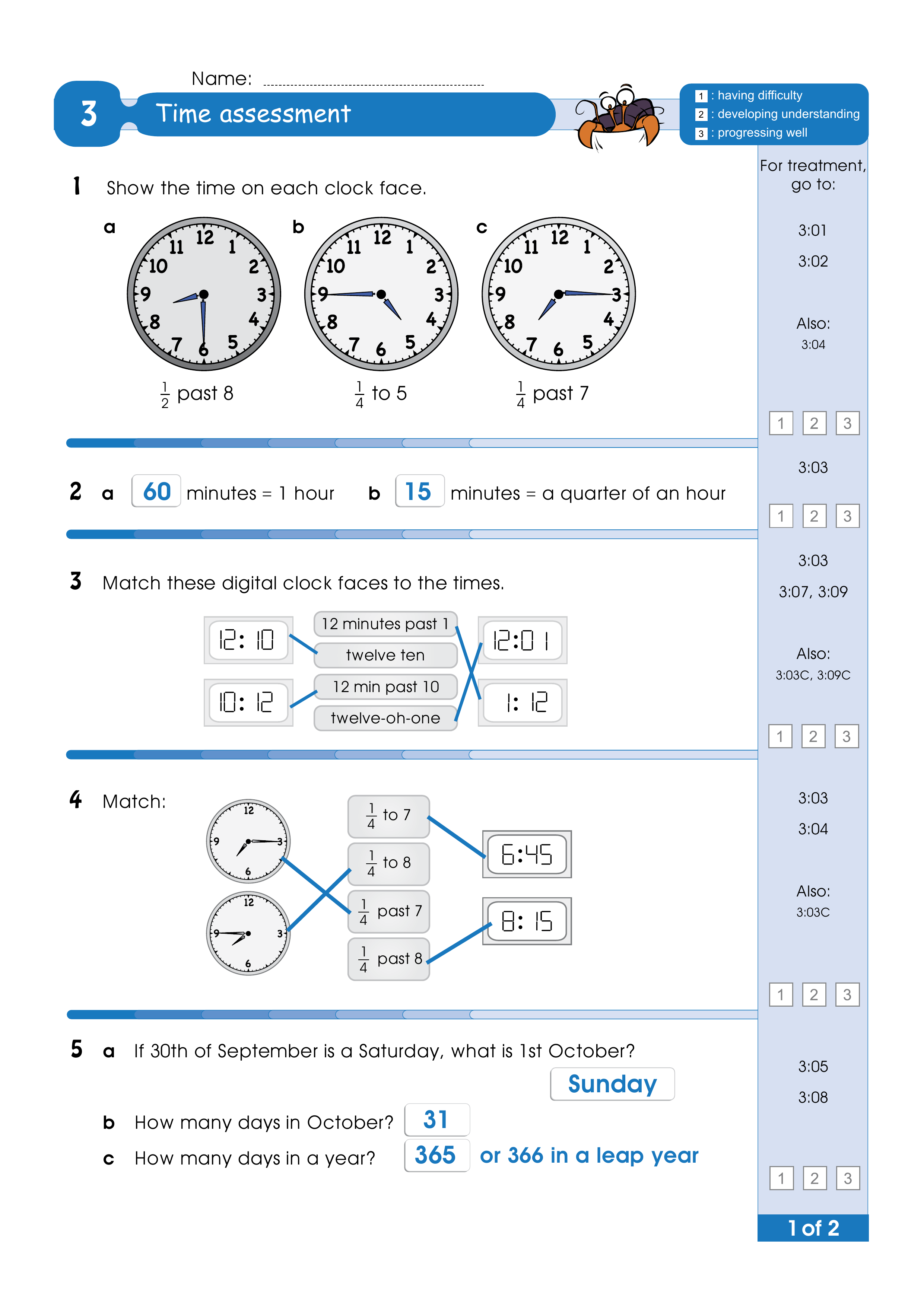 Assessment test answers — worksheet preview