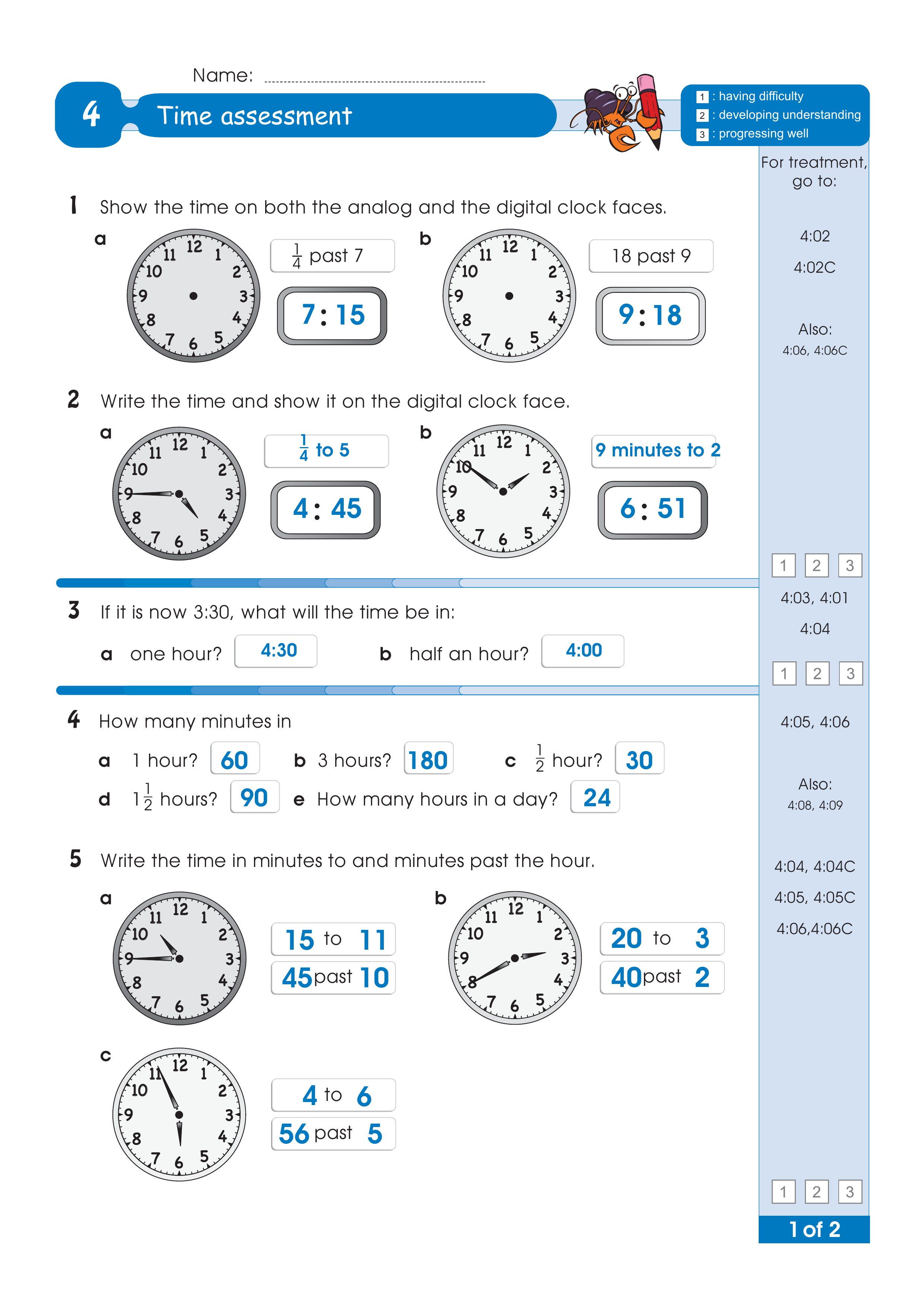 Assessment test answers — worksheet preview