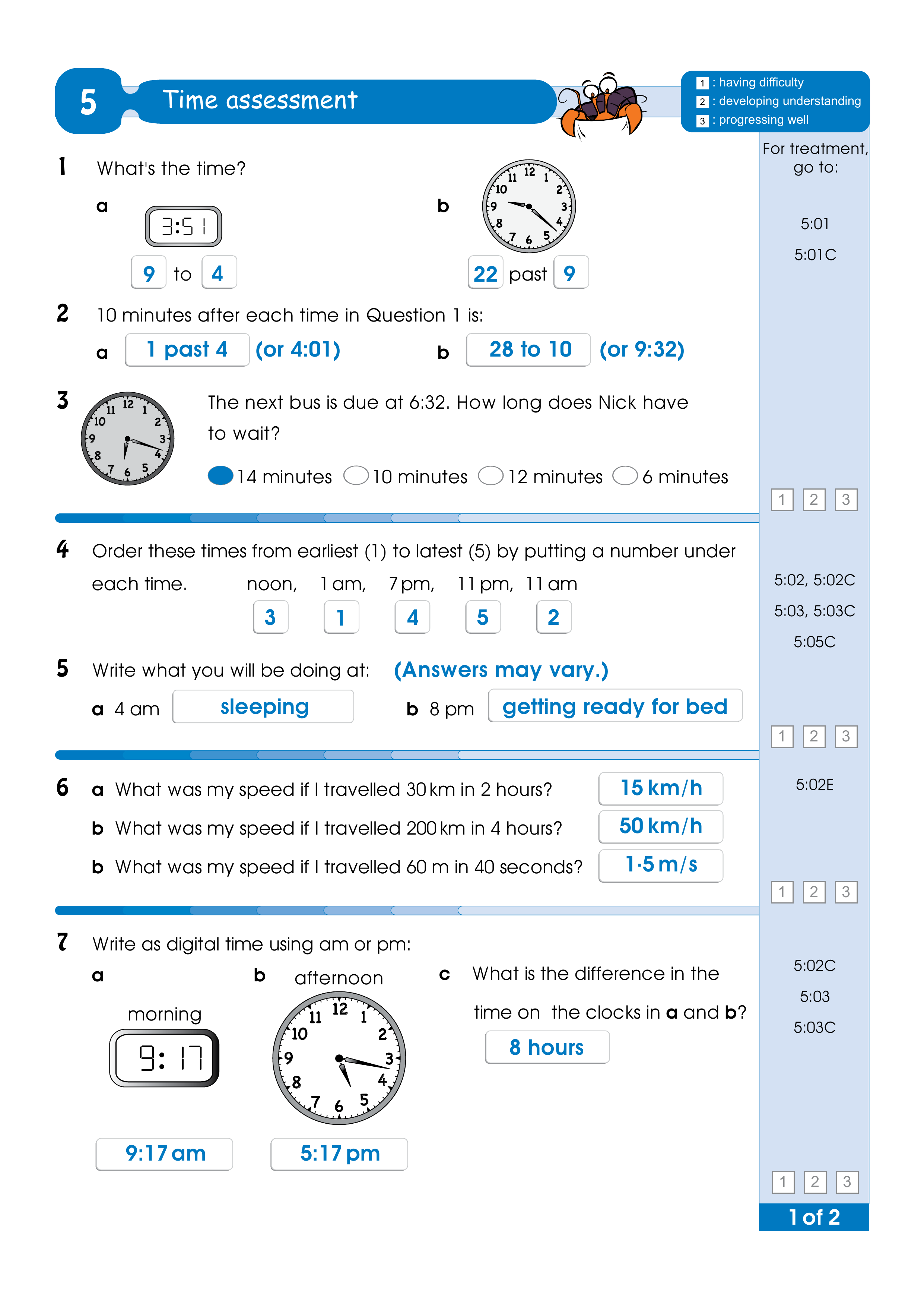 Assessment test answers — worksheet preview