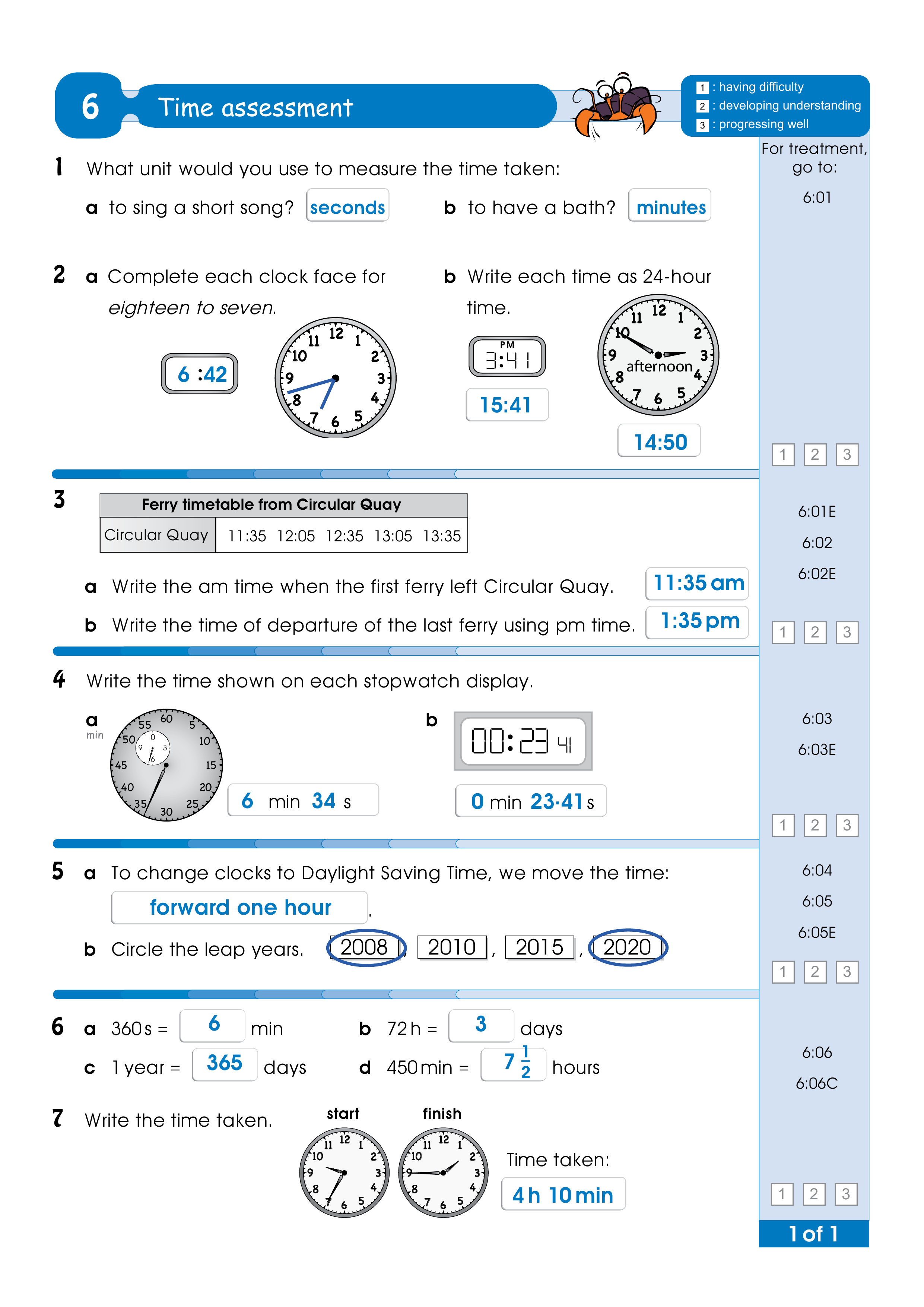 Assessment test answers — worksheet preview