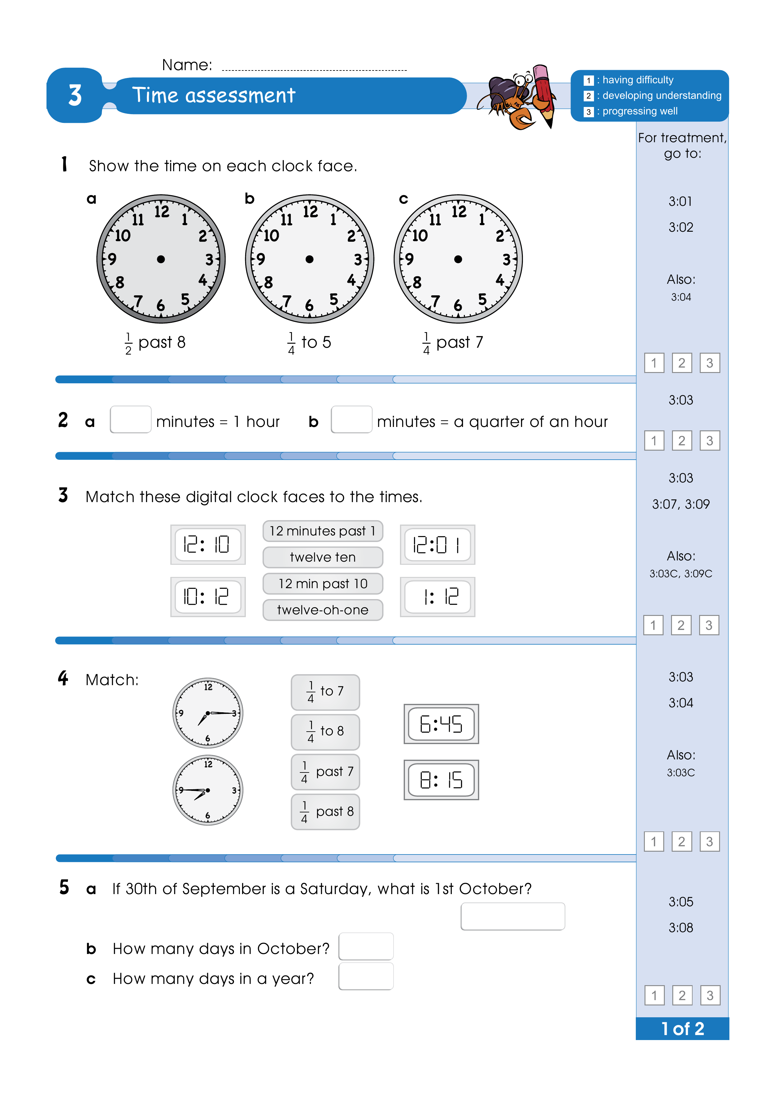 Assessment for the whole of Level 3 — worksheet preview