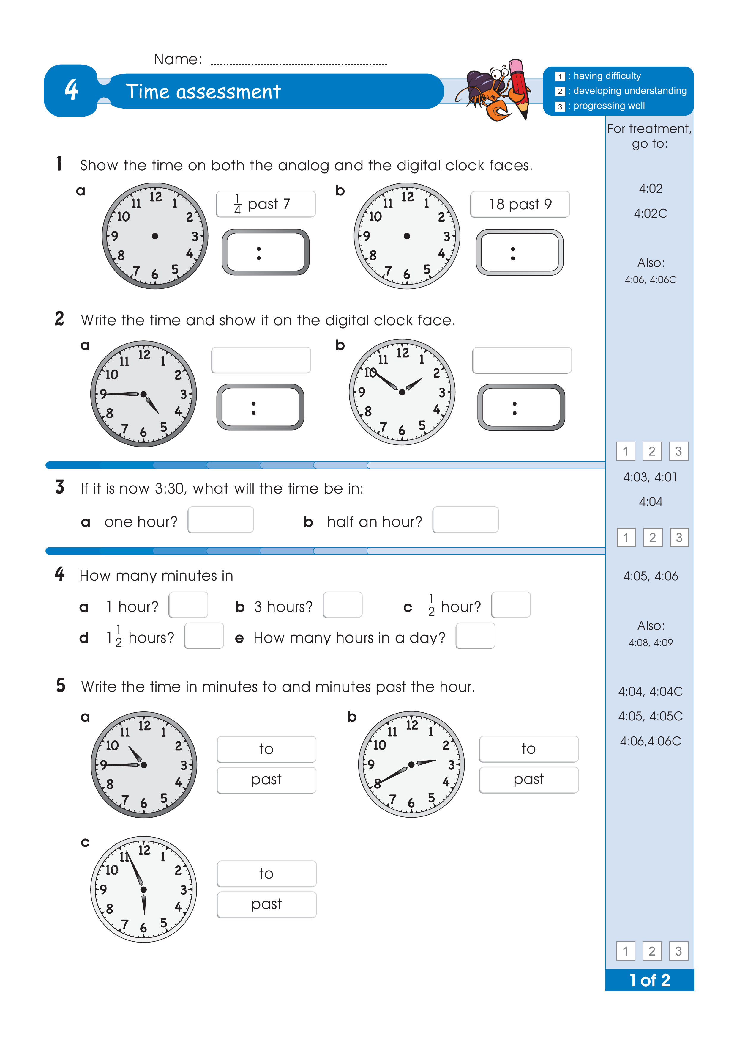 Assessment for the whole of Level 4 — worksheet preview