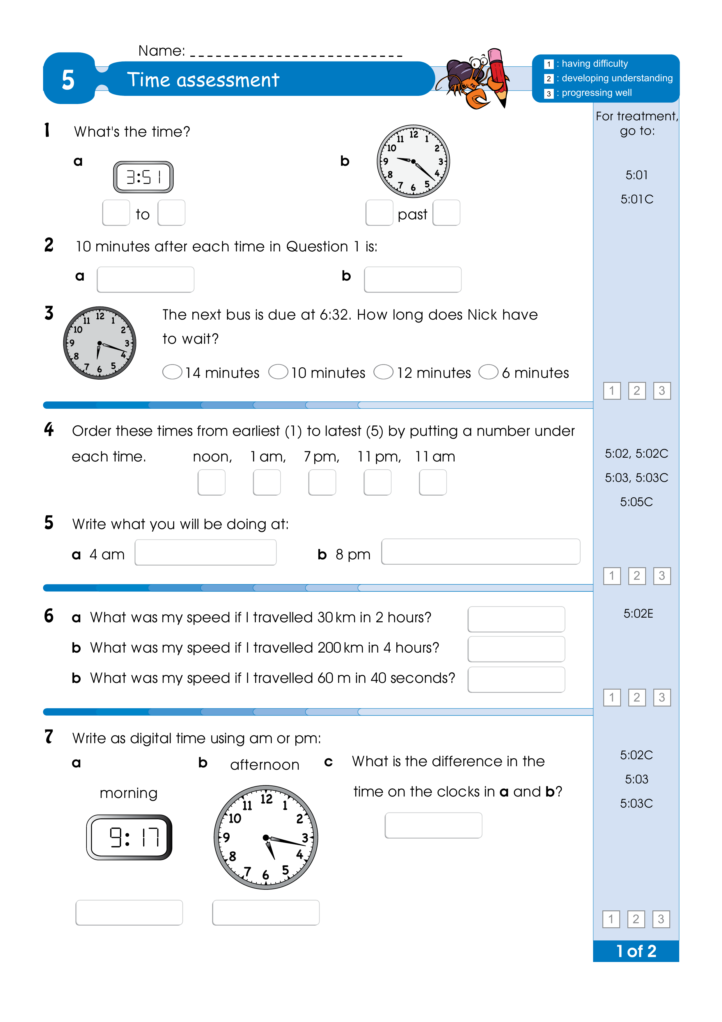 Assessment for the whole of Level 5 — worksheet preview