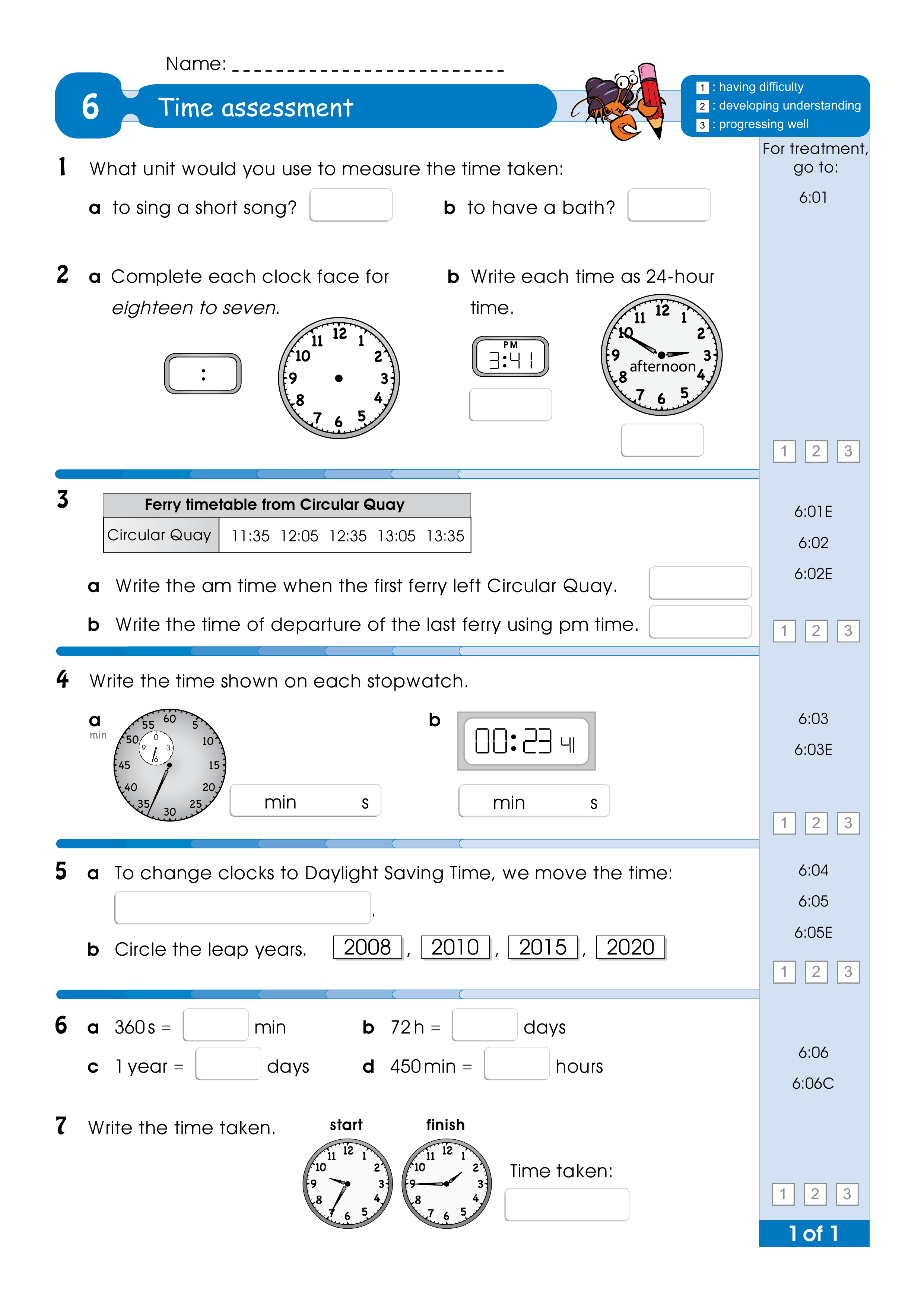 Assessment for the whole of Level 6 — worksheet preview
