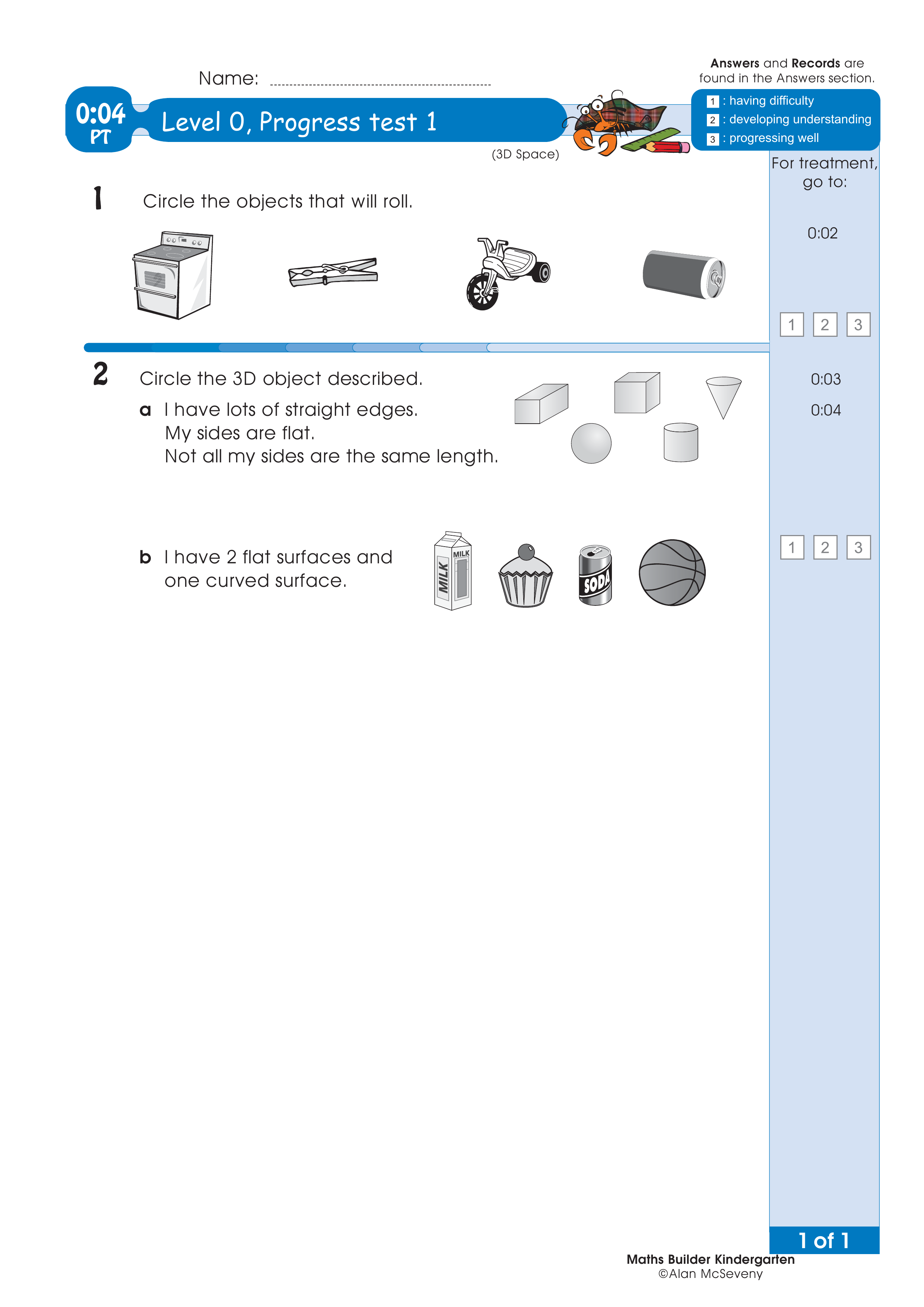 Progress test — worksheet preview