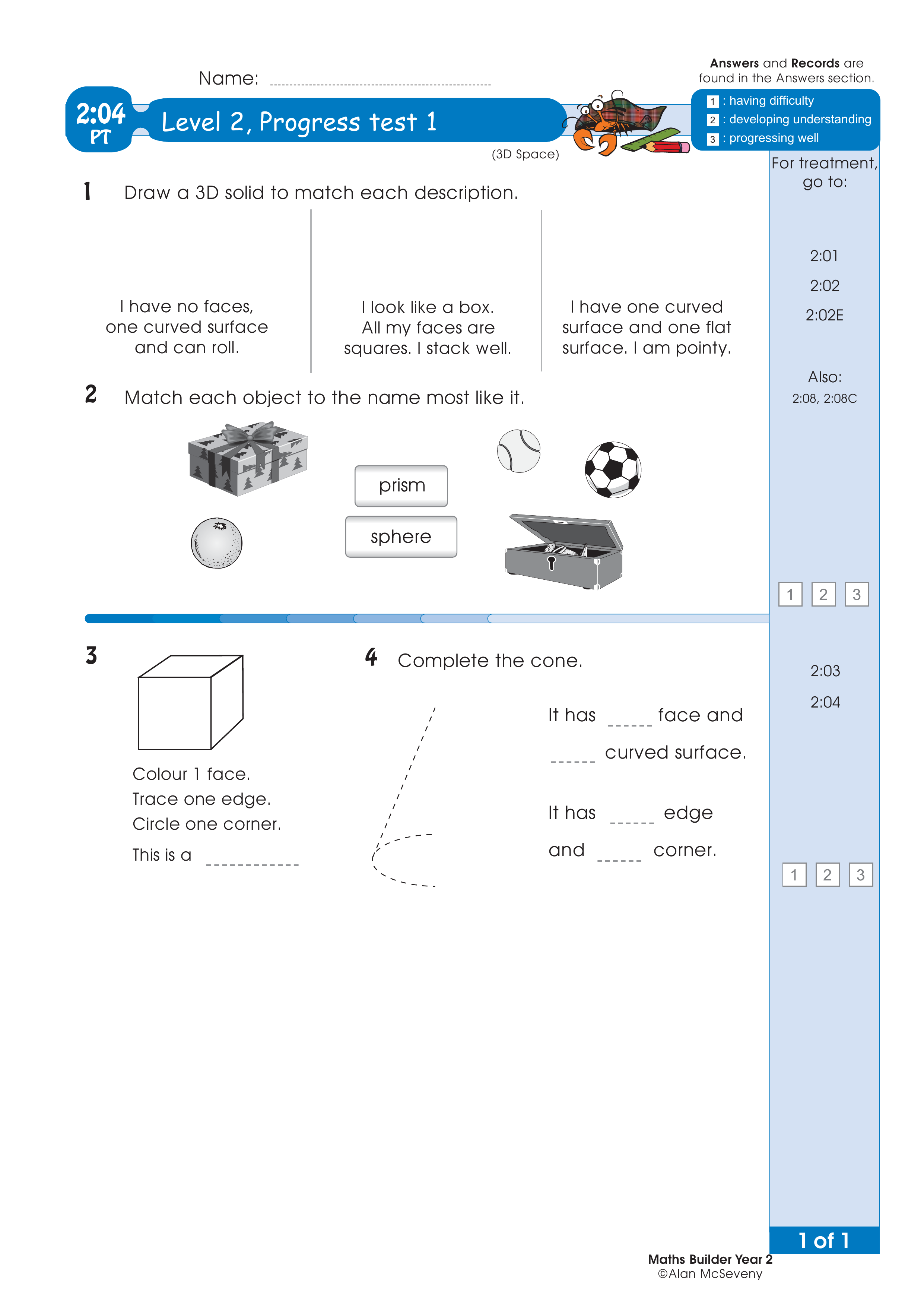 Progress test — worksheet preview
