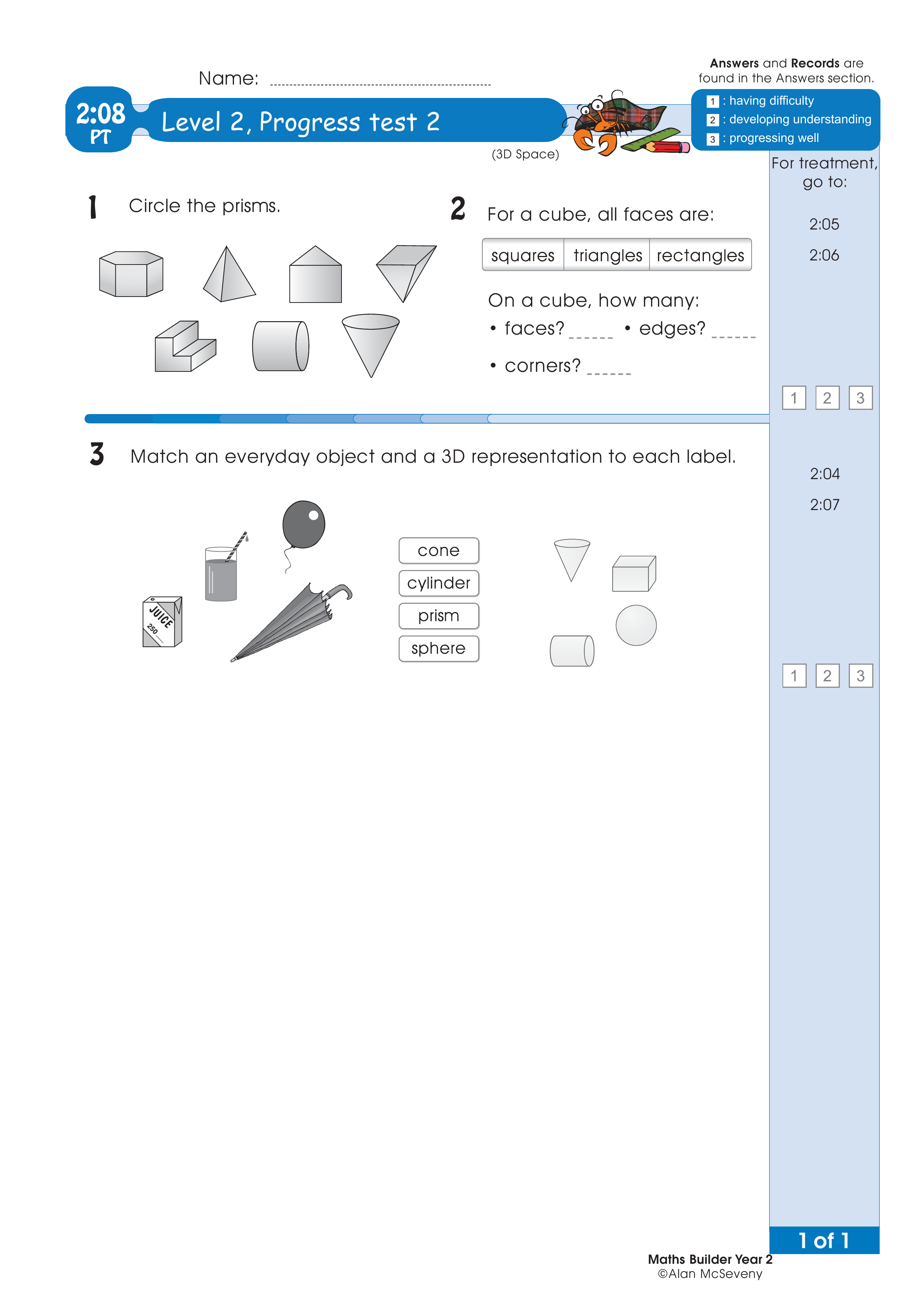 Progress test — worksheet preview