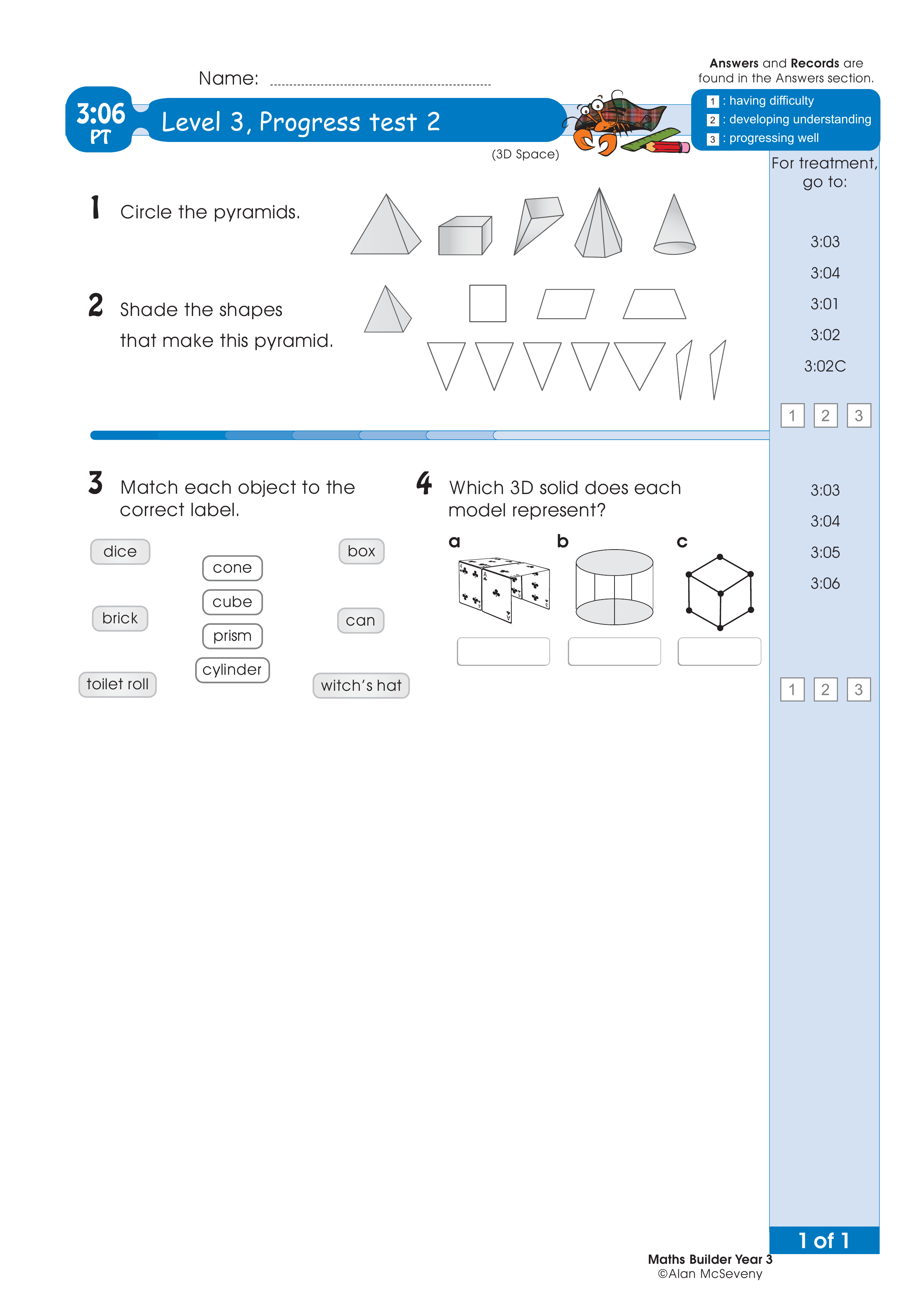 Progress test — worksheet preview