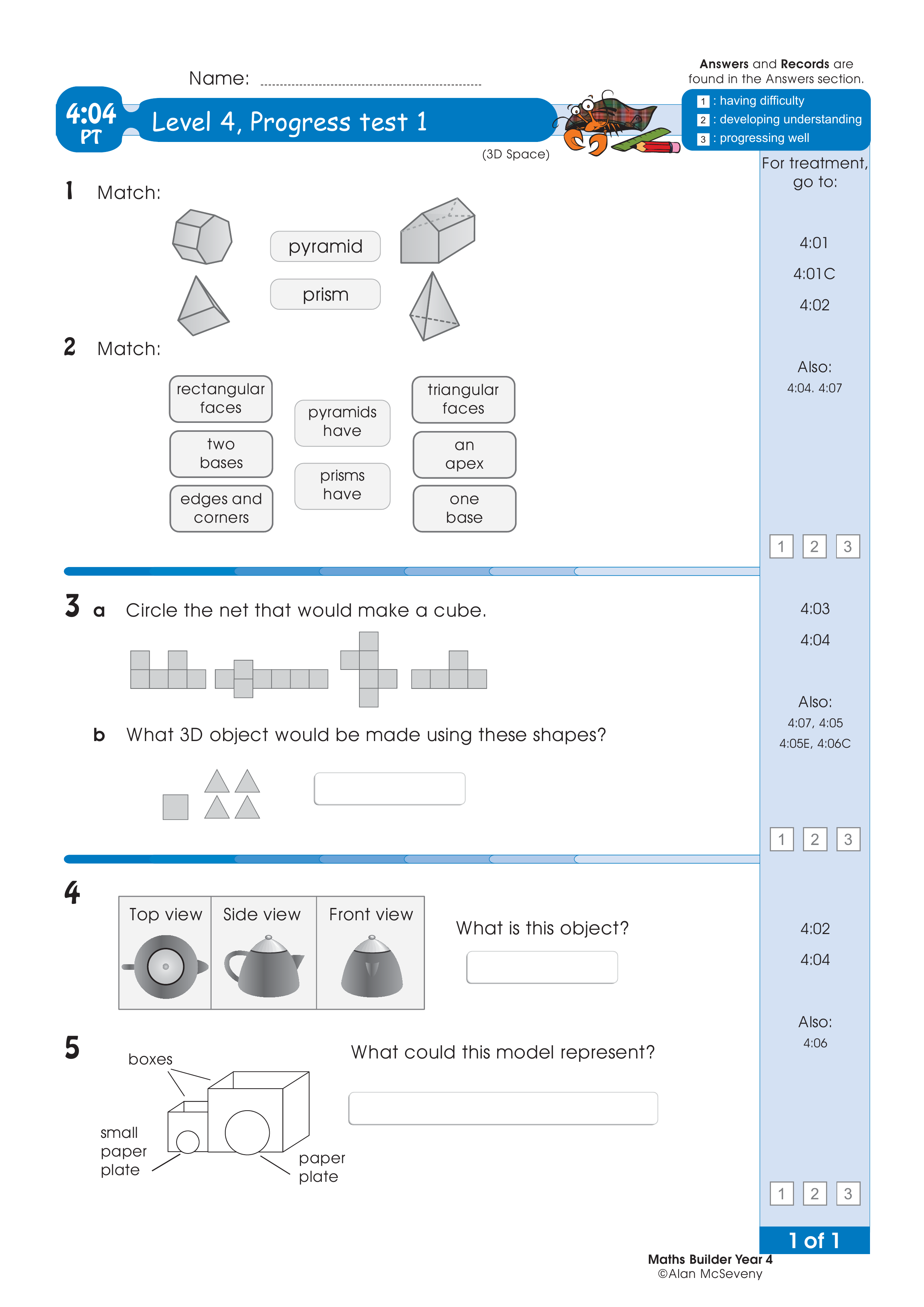Progress test — worksheet preview
