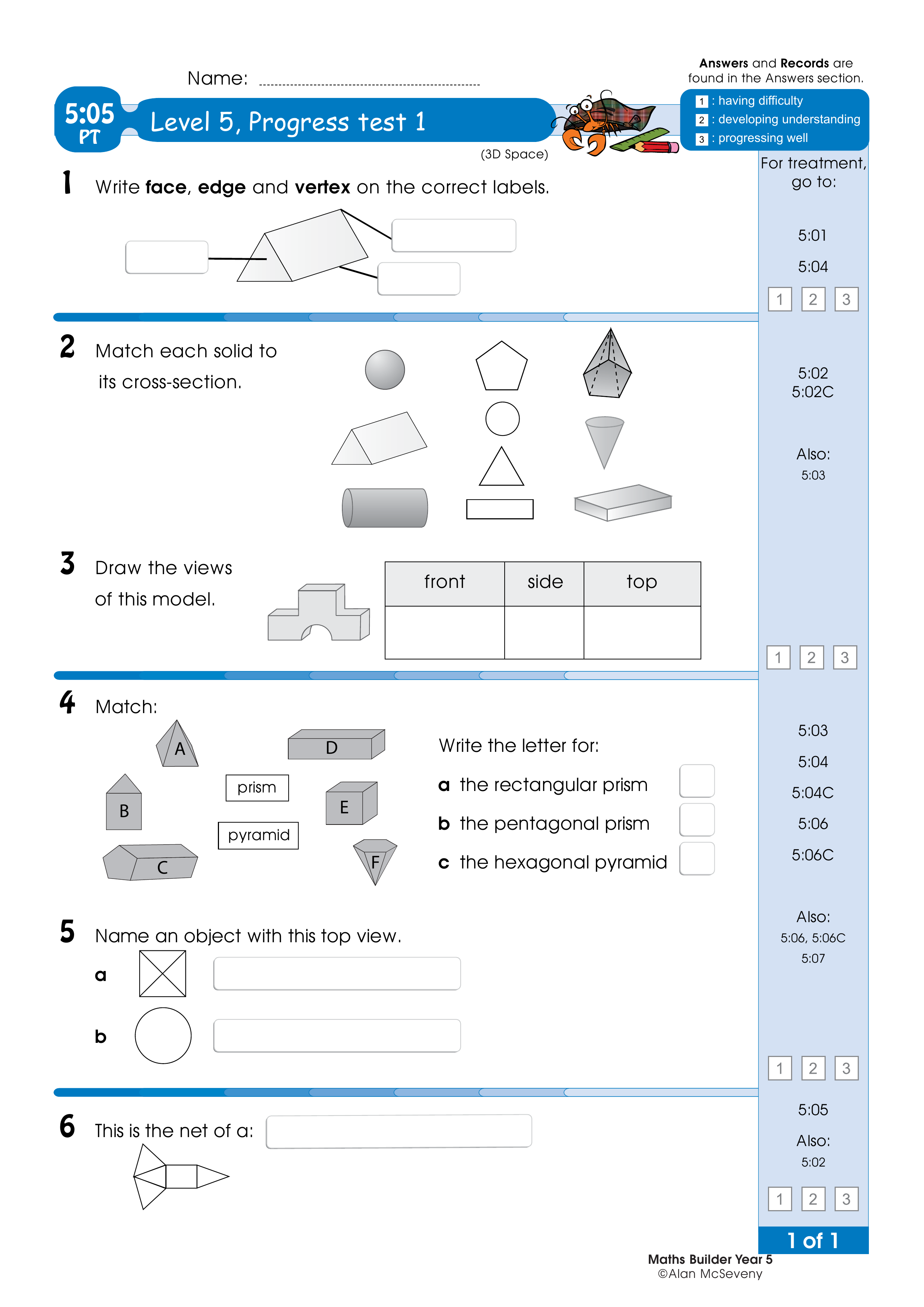 Progress test — worksheet preview