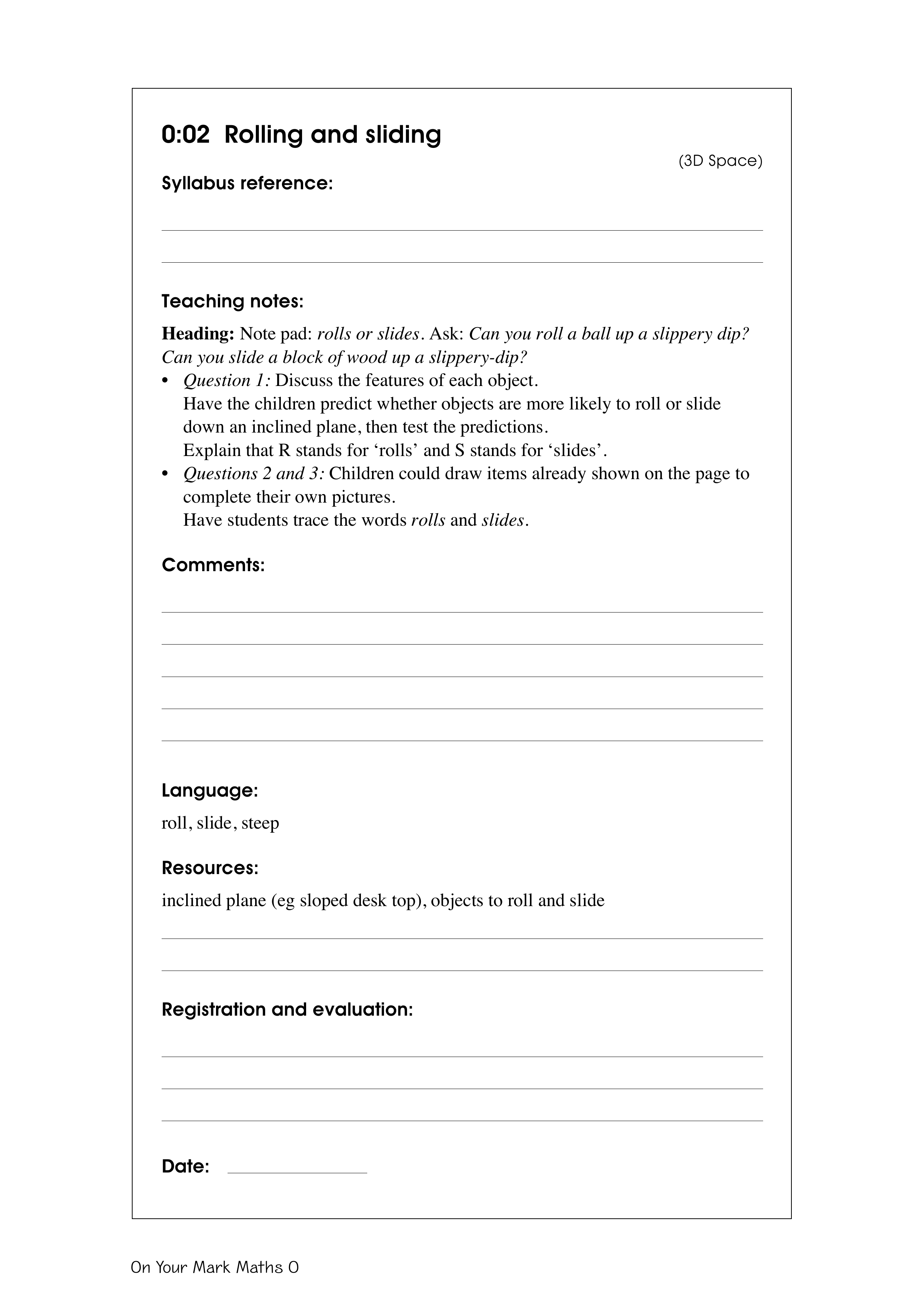 Rolling and sliding — worksheet preview