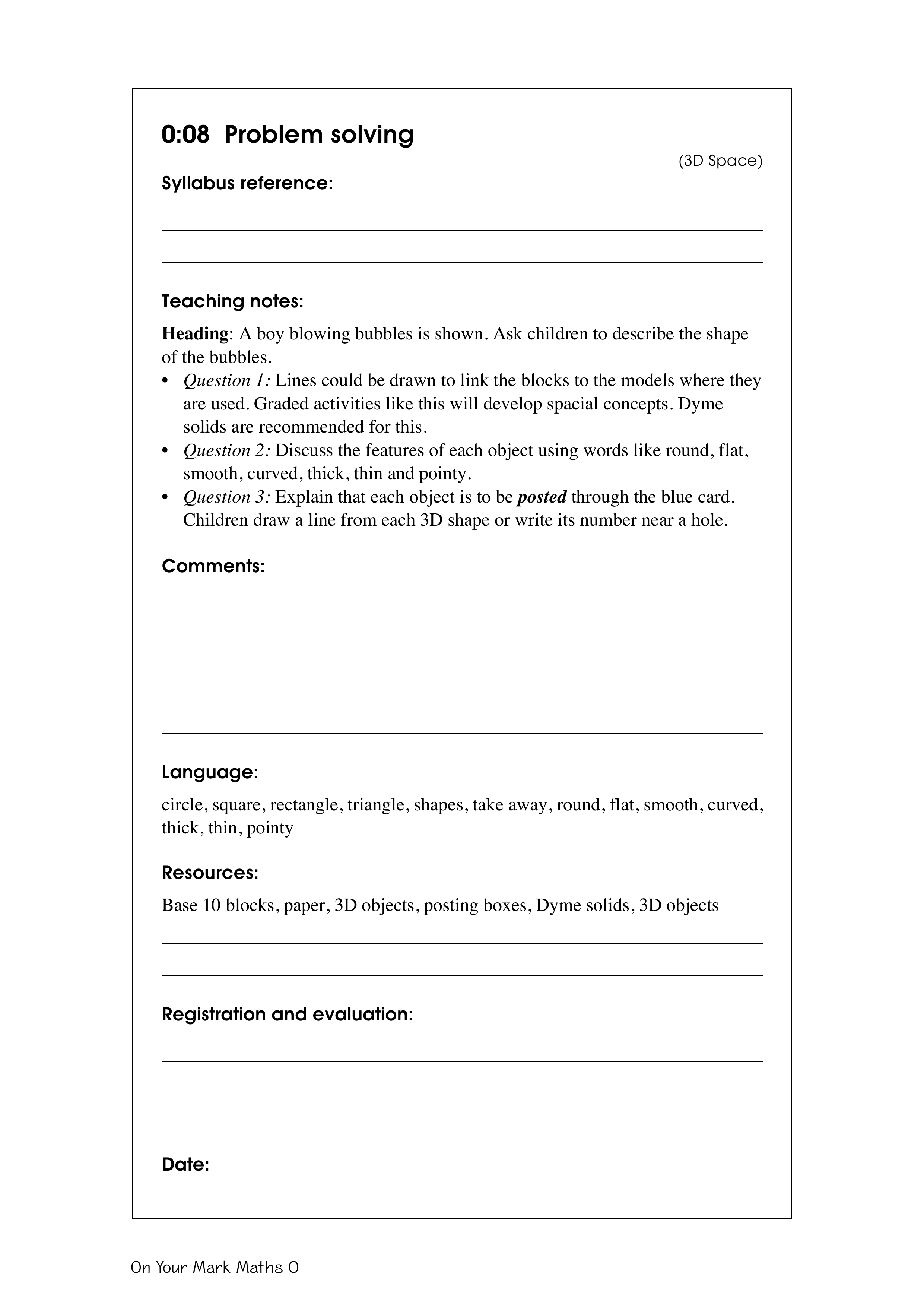 Problem solving — worksheet preview
