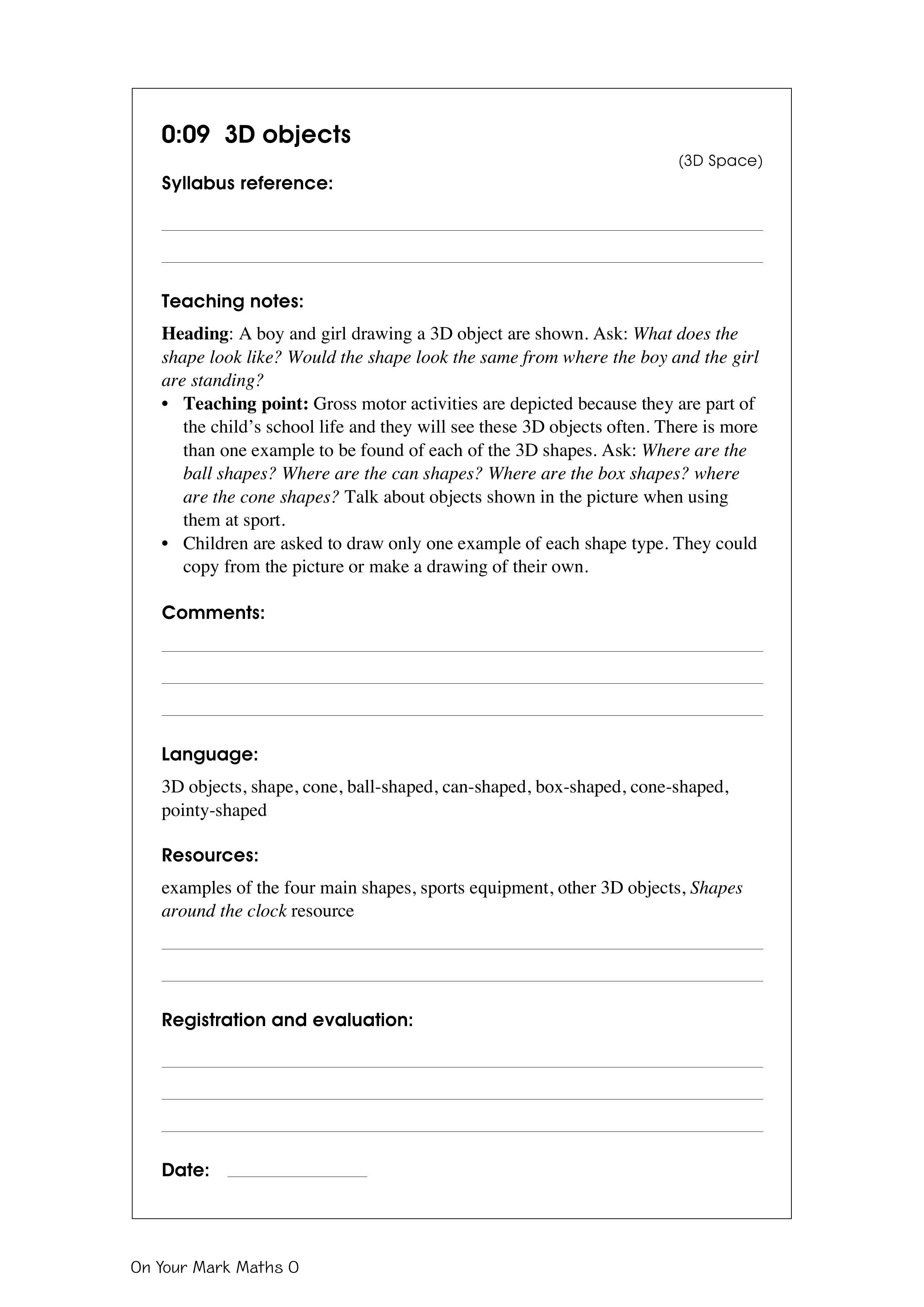 3D objects — worksheet preview