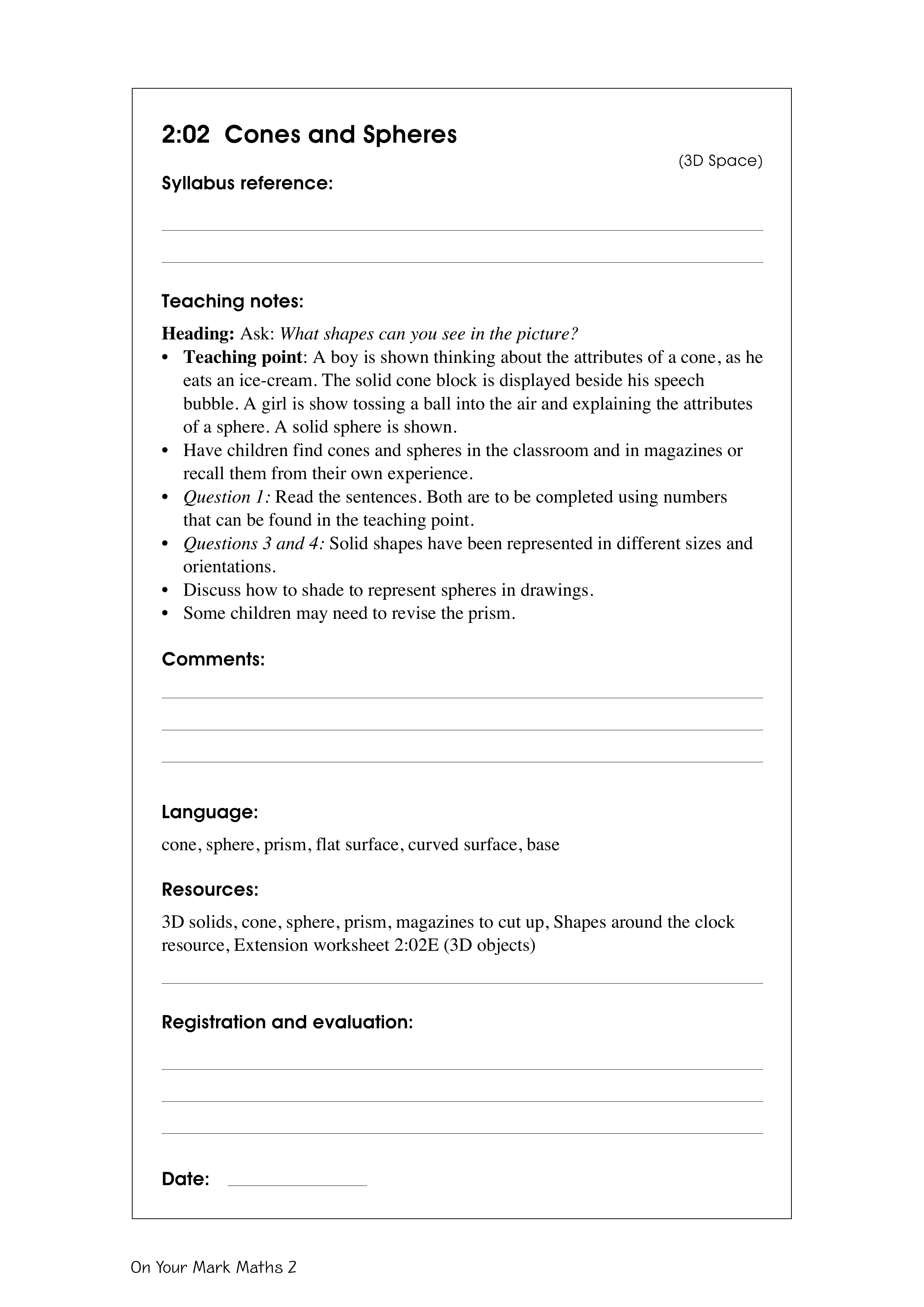 Cones and spheres — worksheet preview