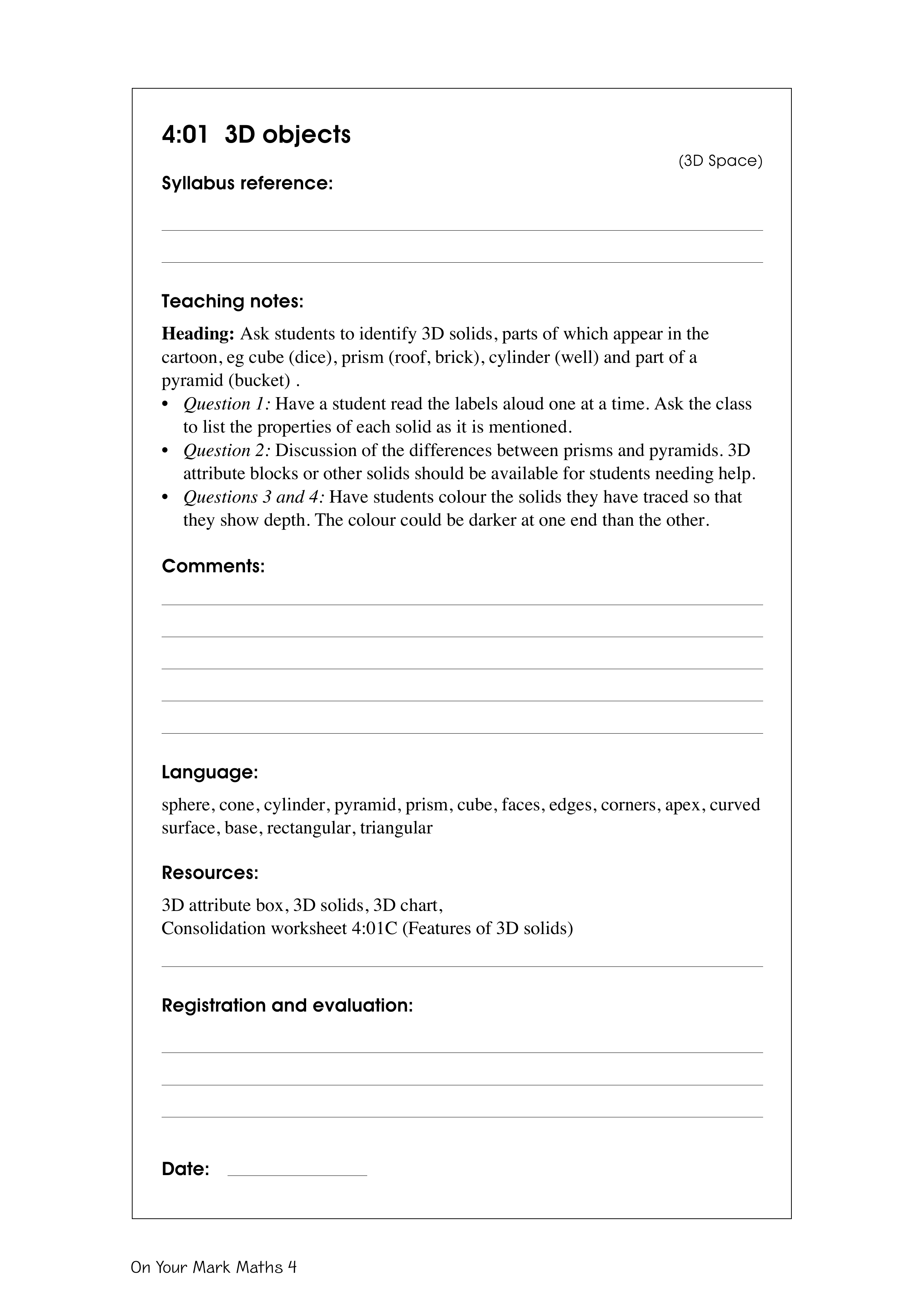 3D objects — worksheet preview