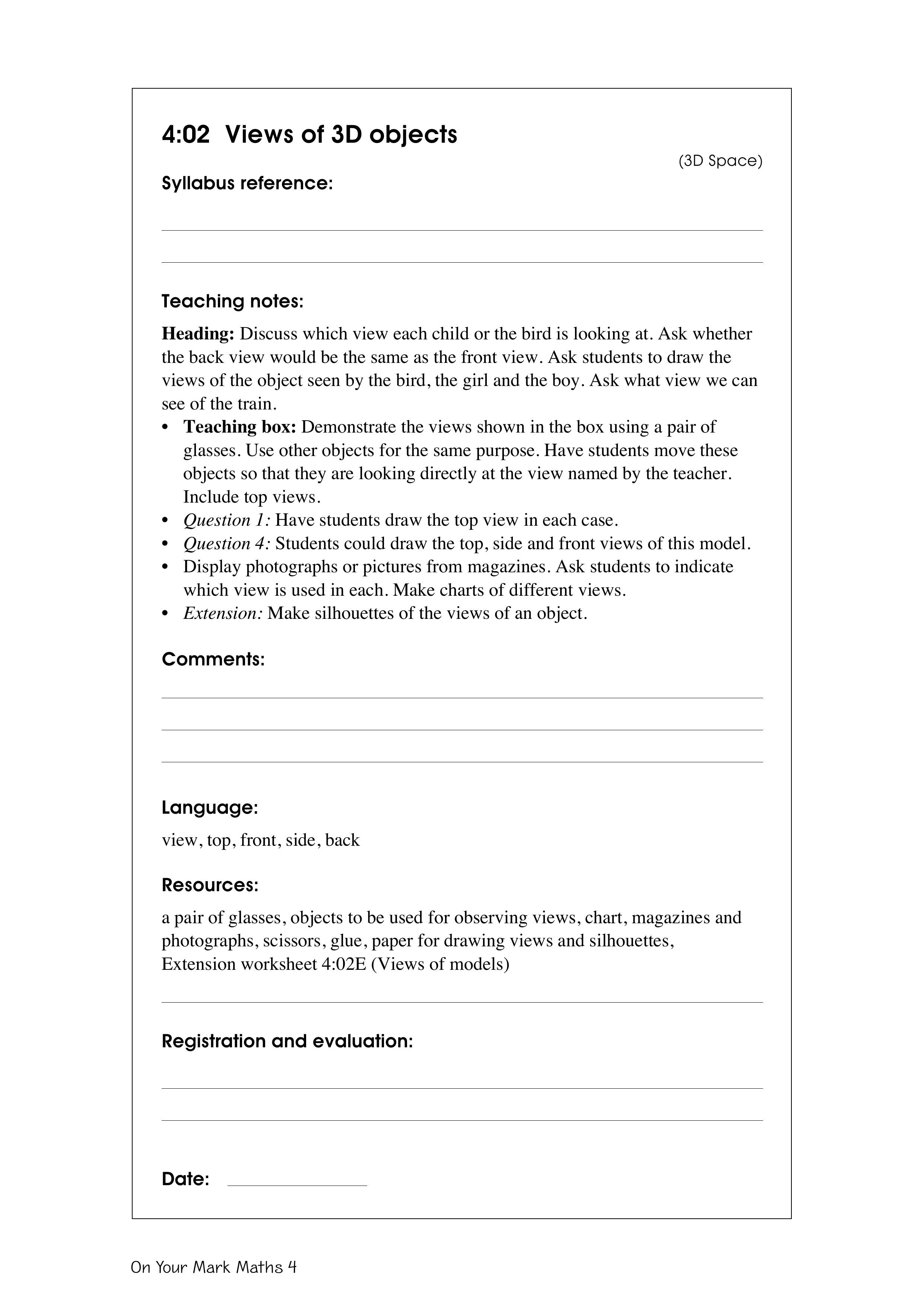 Views of 3D objects — worksheet preview