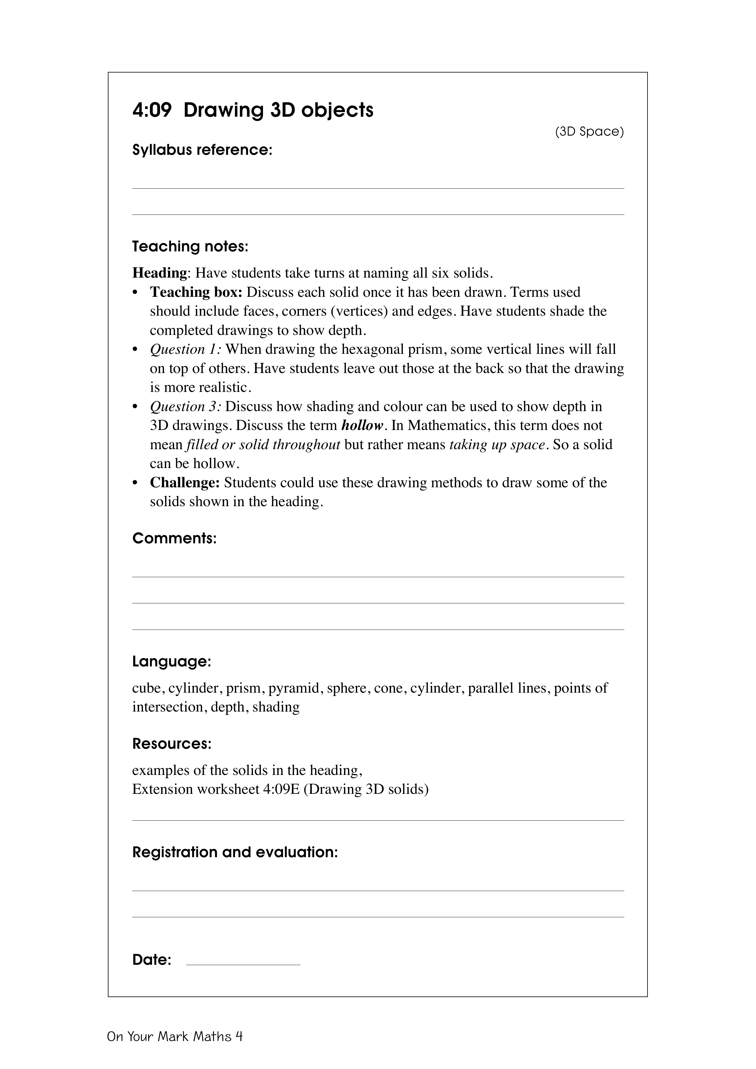 Drawing 3D objects — worksheet preview