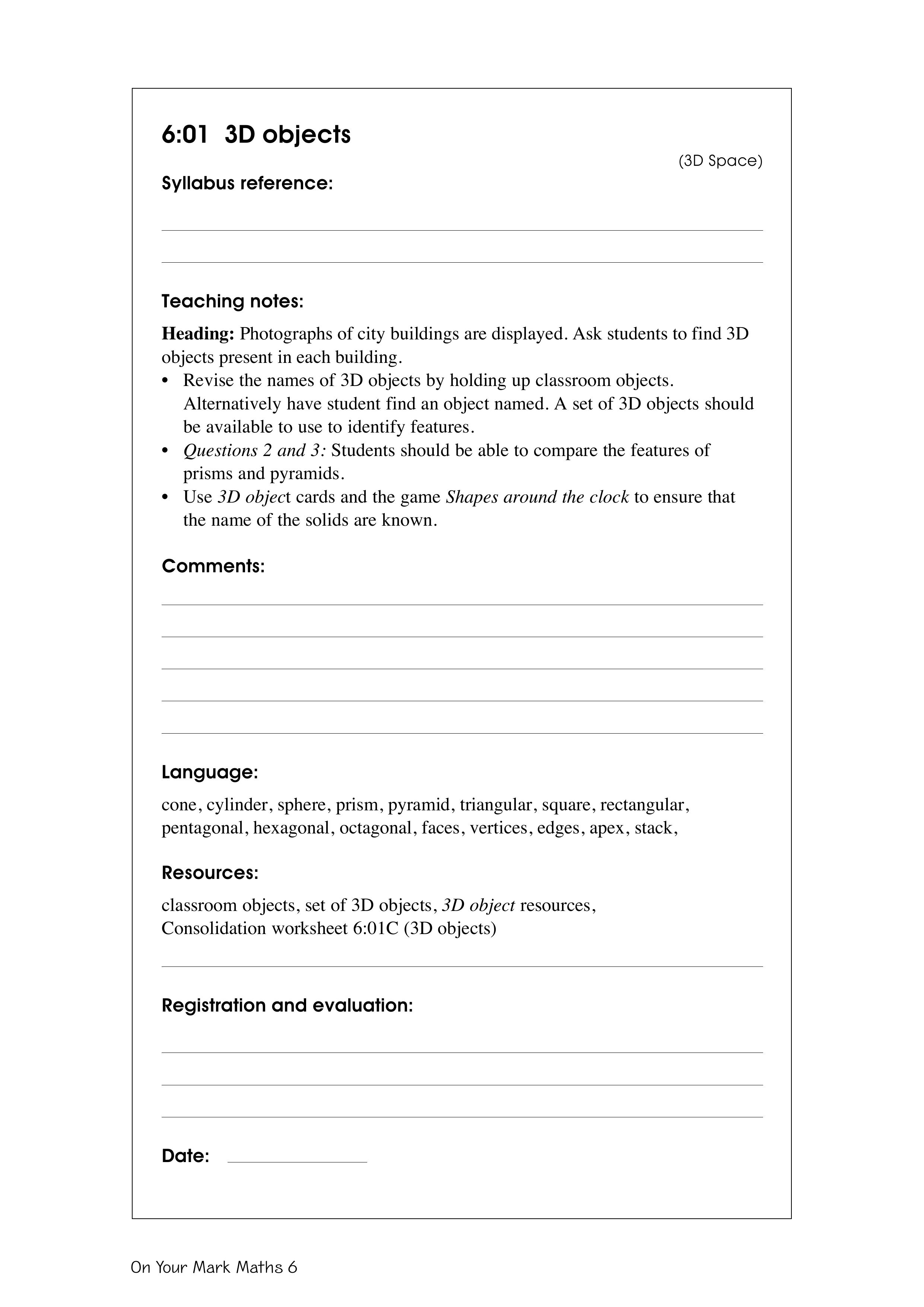 3D objects — worksheet preview