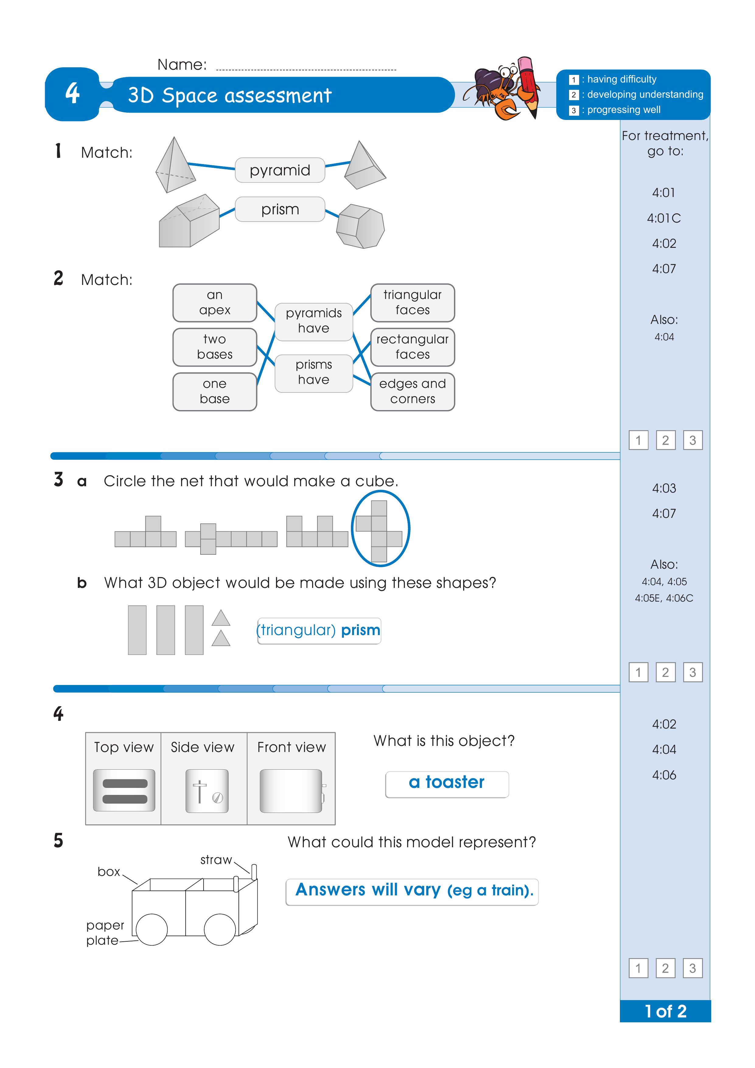 Assessment test answers — worksheet preview