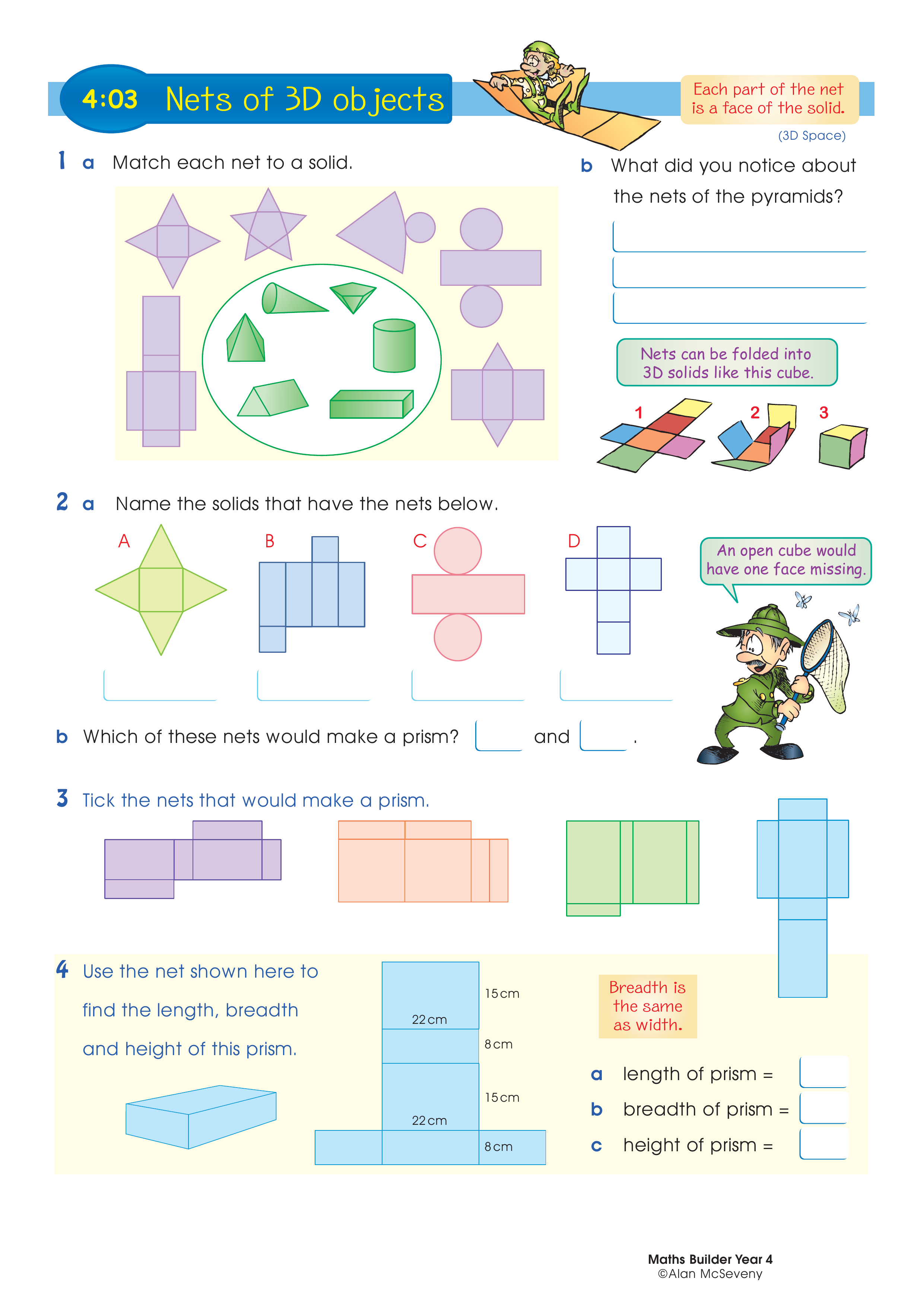Nets of 3D objects — worksheet preview
