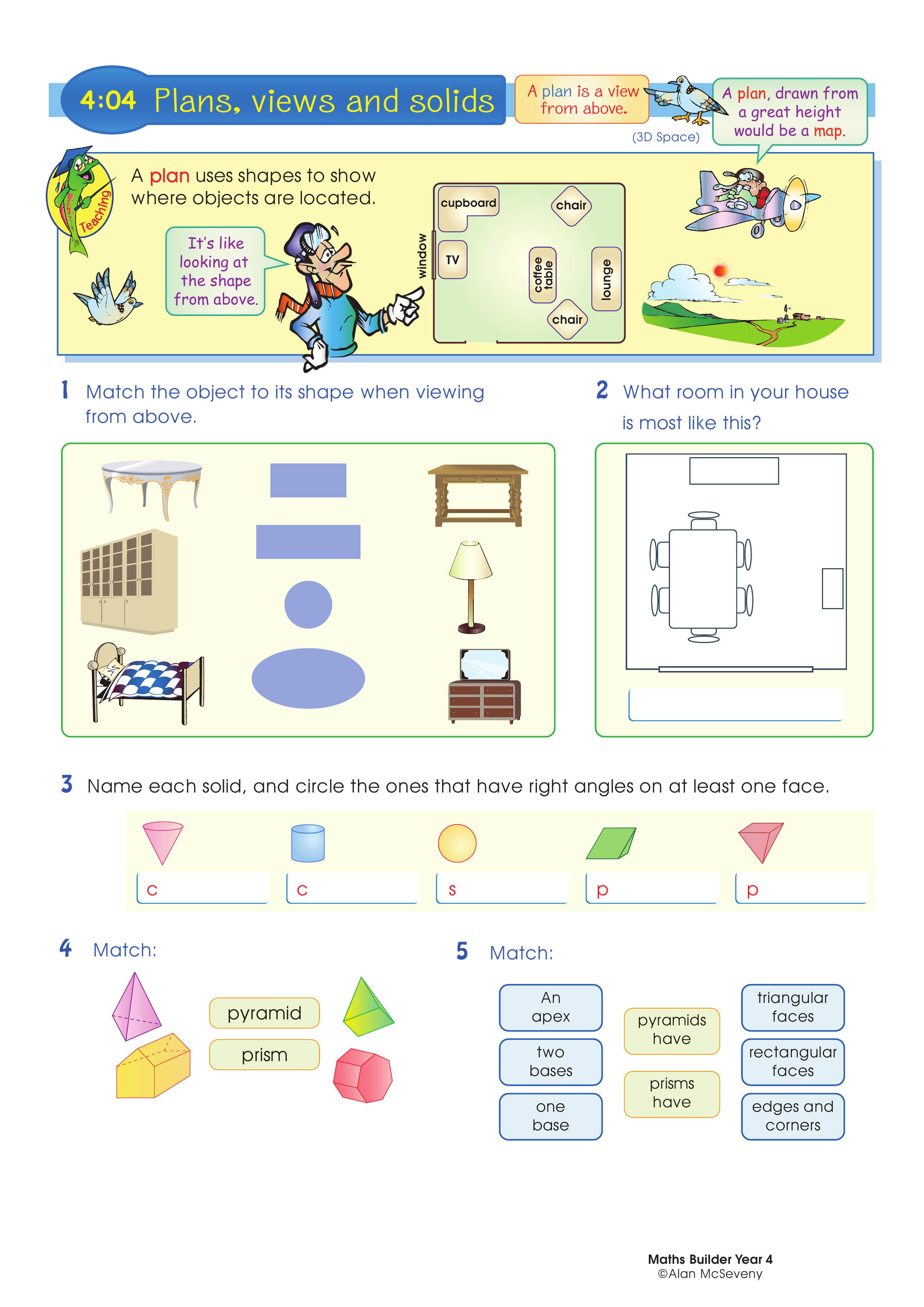 Plans, views and solids — worksheet preview