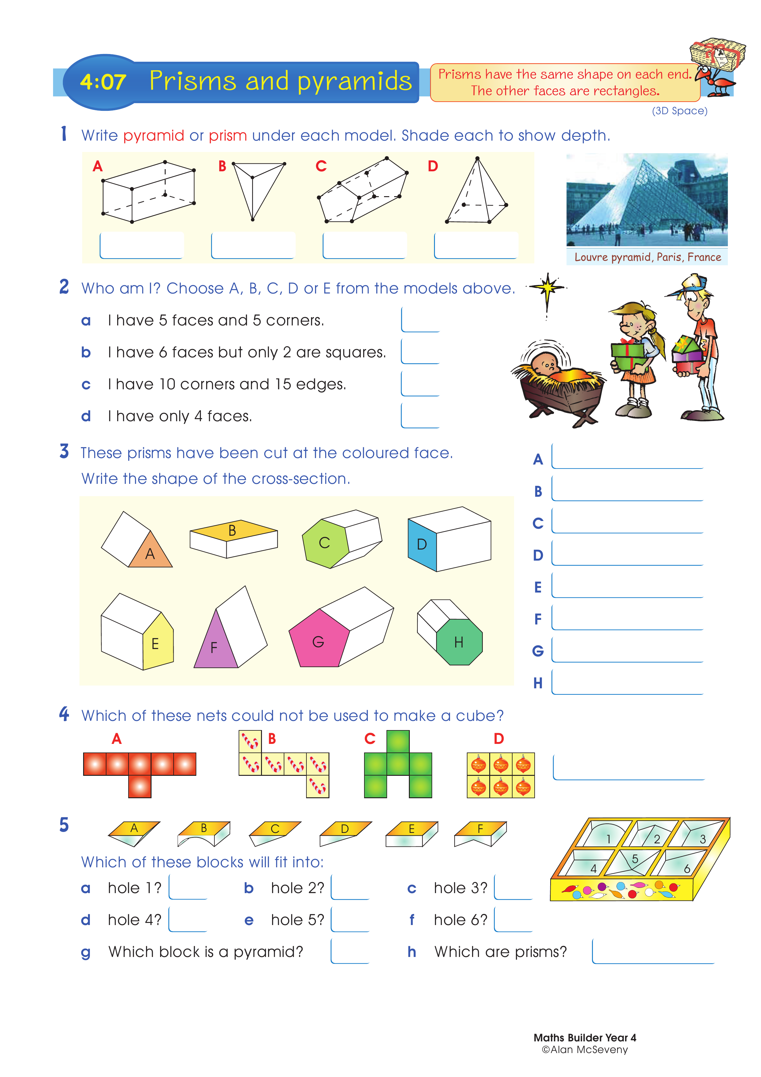 Prisms and pyramids — worksheet preview