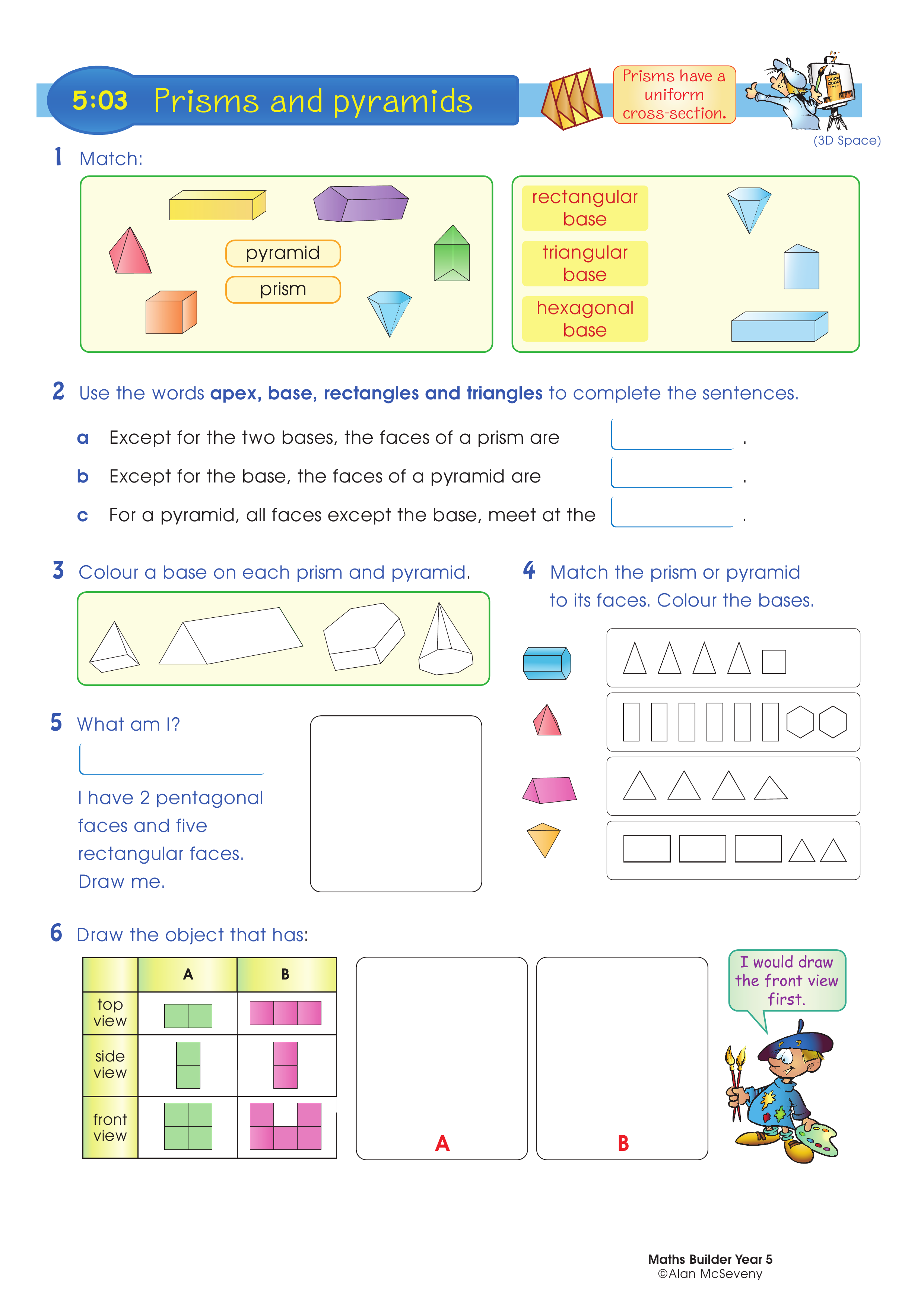 Prisms and pyramids — worksheet preview