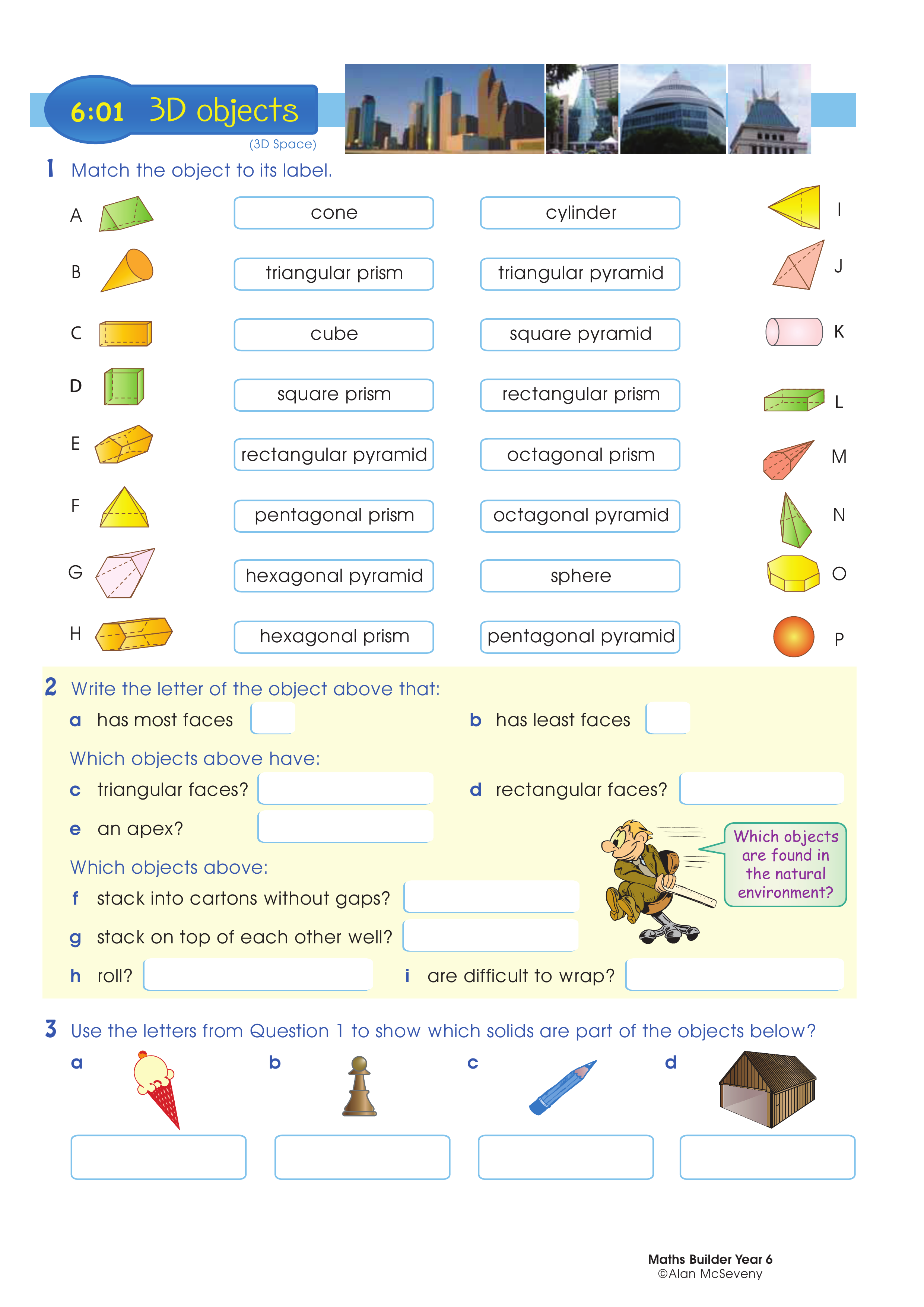 3D objects — worksheet preview