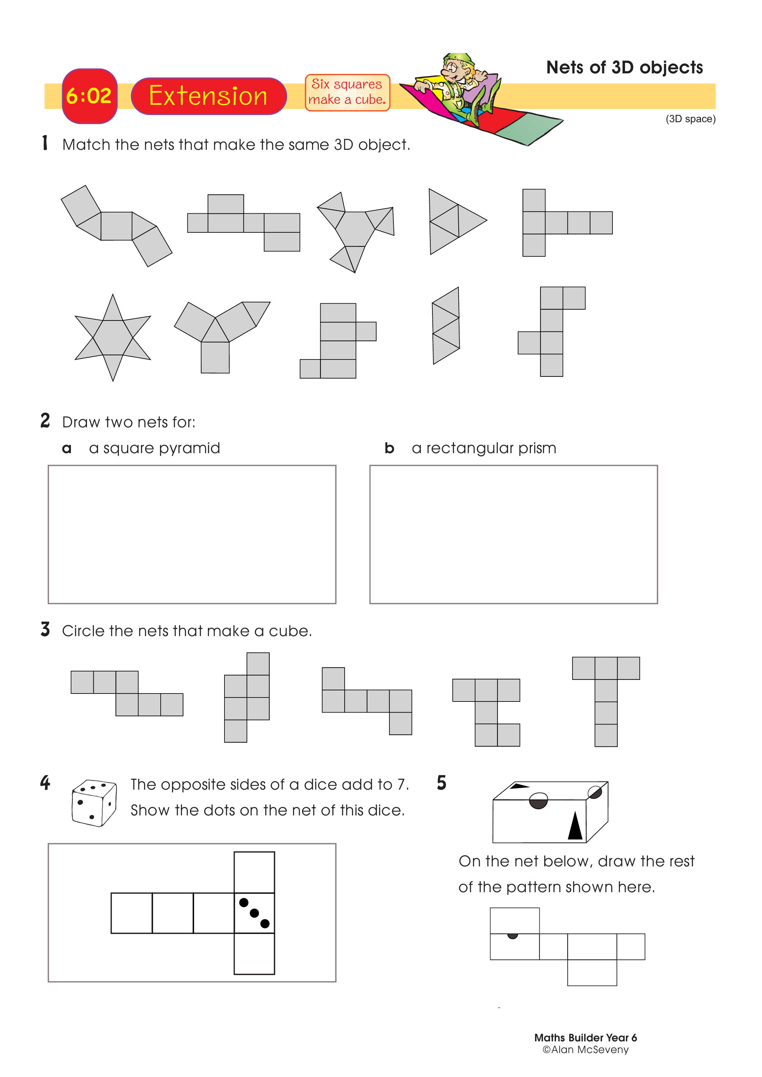 Nets of 3D objects — worksheet preview