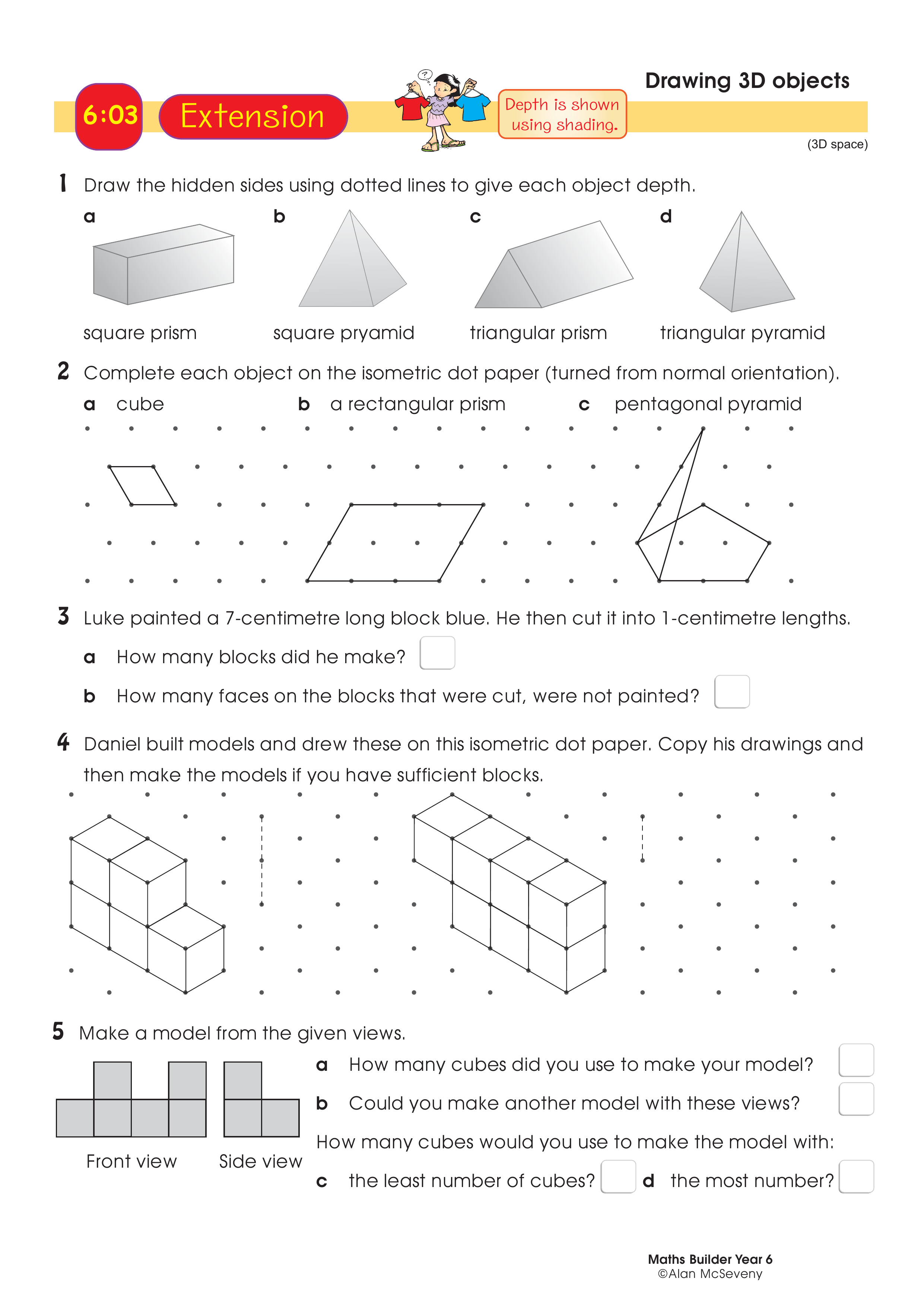 Drawing 3D objects — worksheet preview